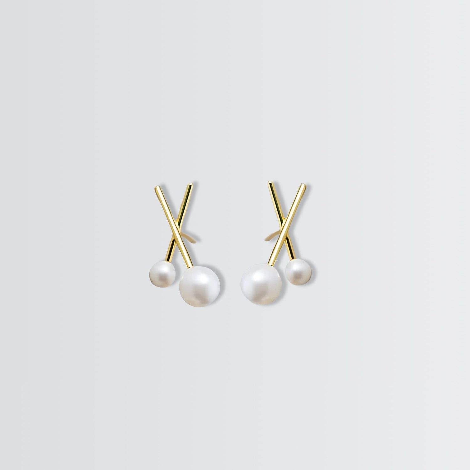 Crisscross Pearls Studs