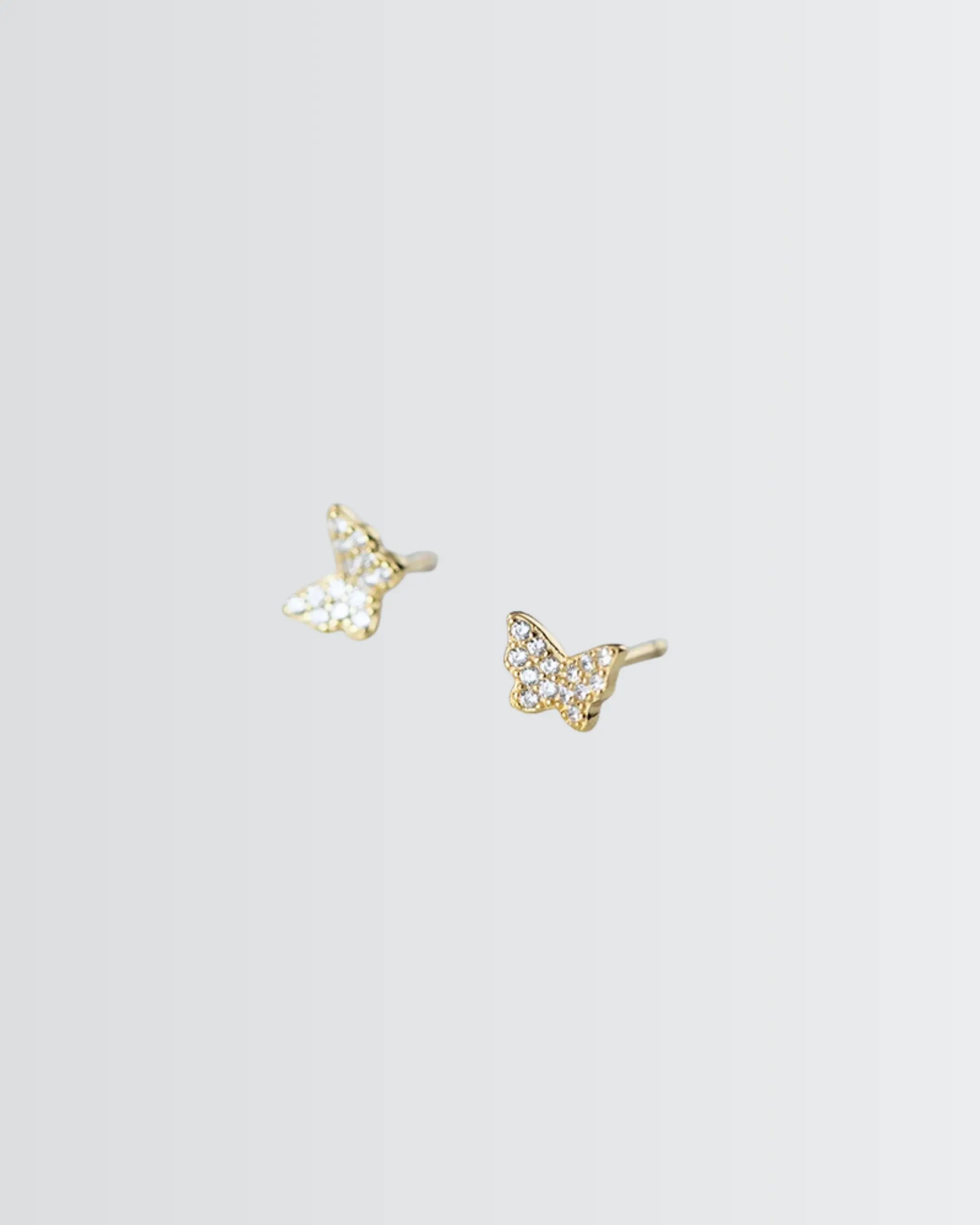 Lil Flutterfly Studs -  Silver Earrings by BLINGLANE