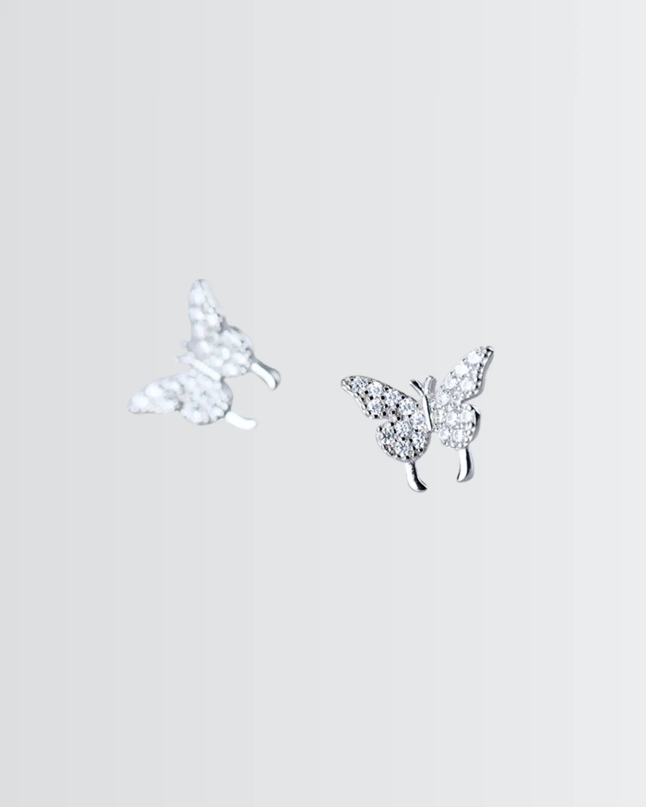 Lil Flutterfly Studs -  Silver Earrings by BLINGLANE