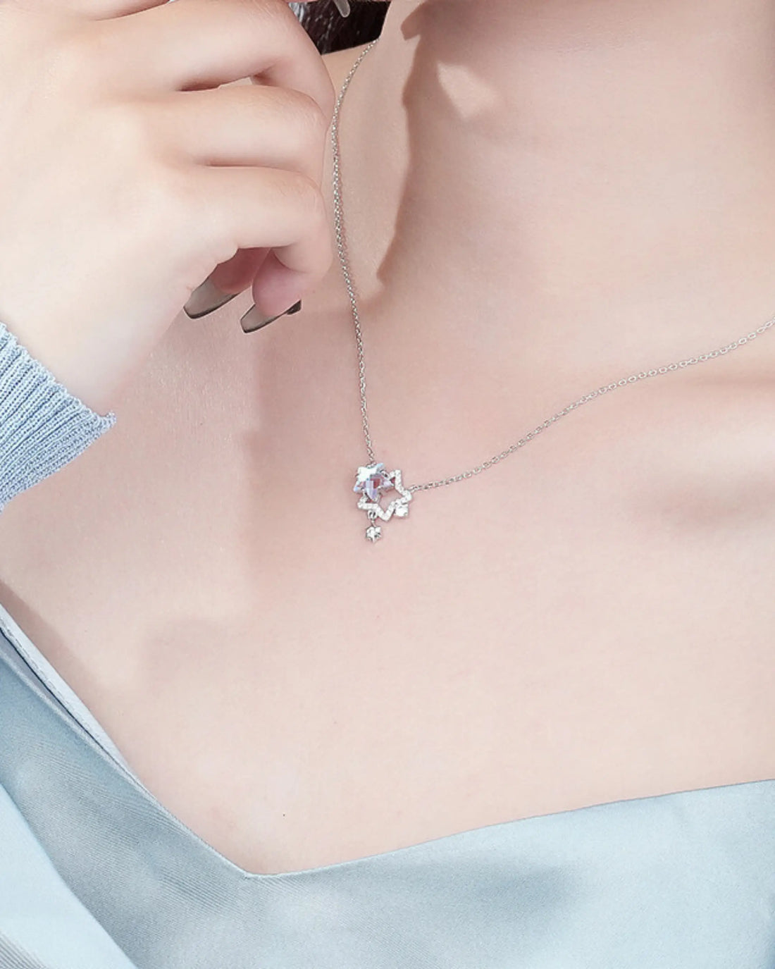 Linear Light Star Necklace -  Silver Necklace by BLINGLANE