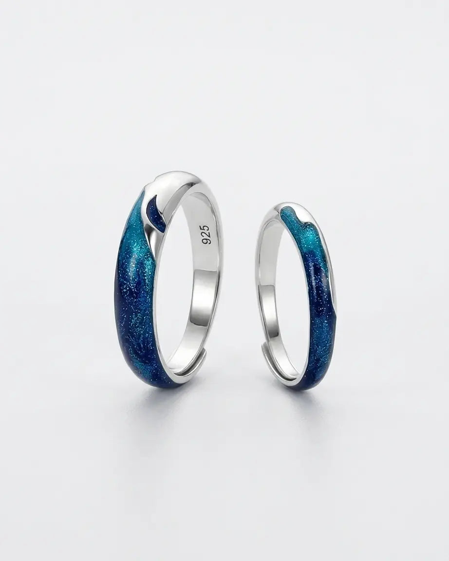 Love you like Sea Loves Shore Love Bands -  Silver Ring by BLINGLANE