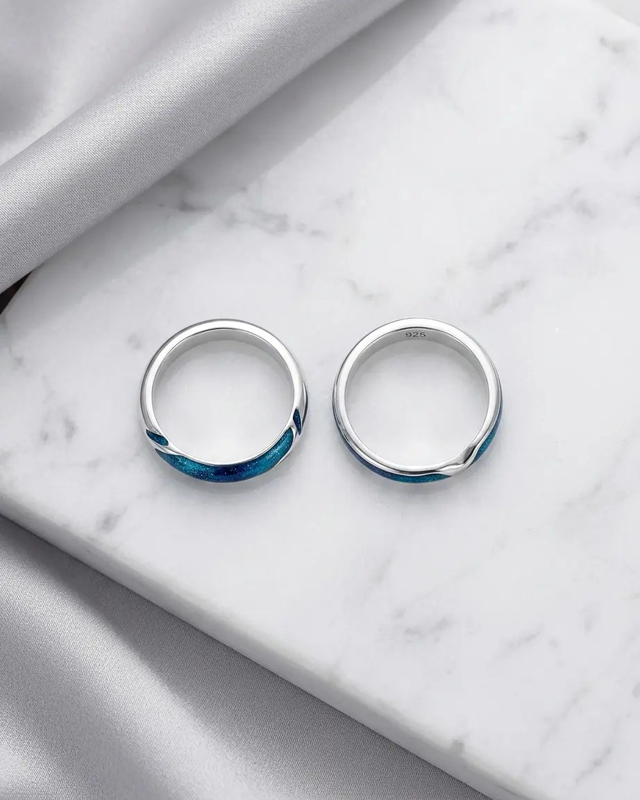 Love you like Sea Loves Shore Love Bands -  Silver Ring by BLINGLANE