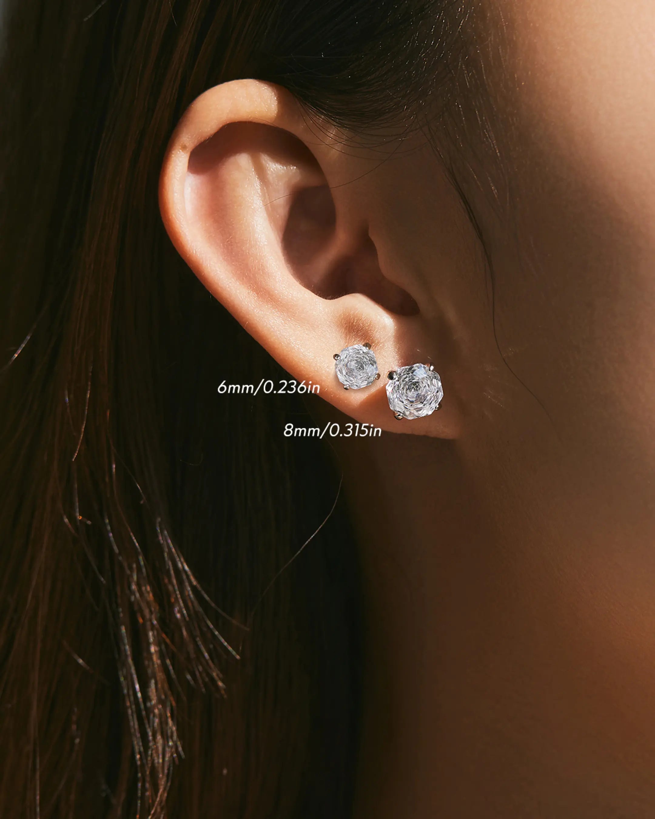 Luxe Solitaire Studs -  Silver Earrings by BLINGLANE