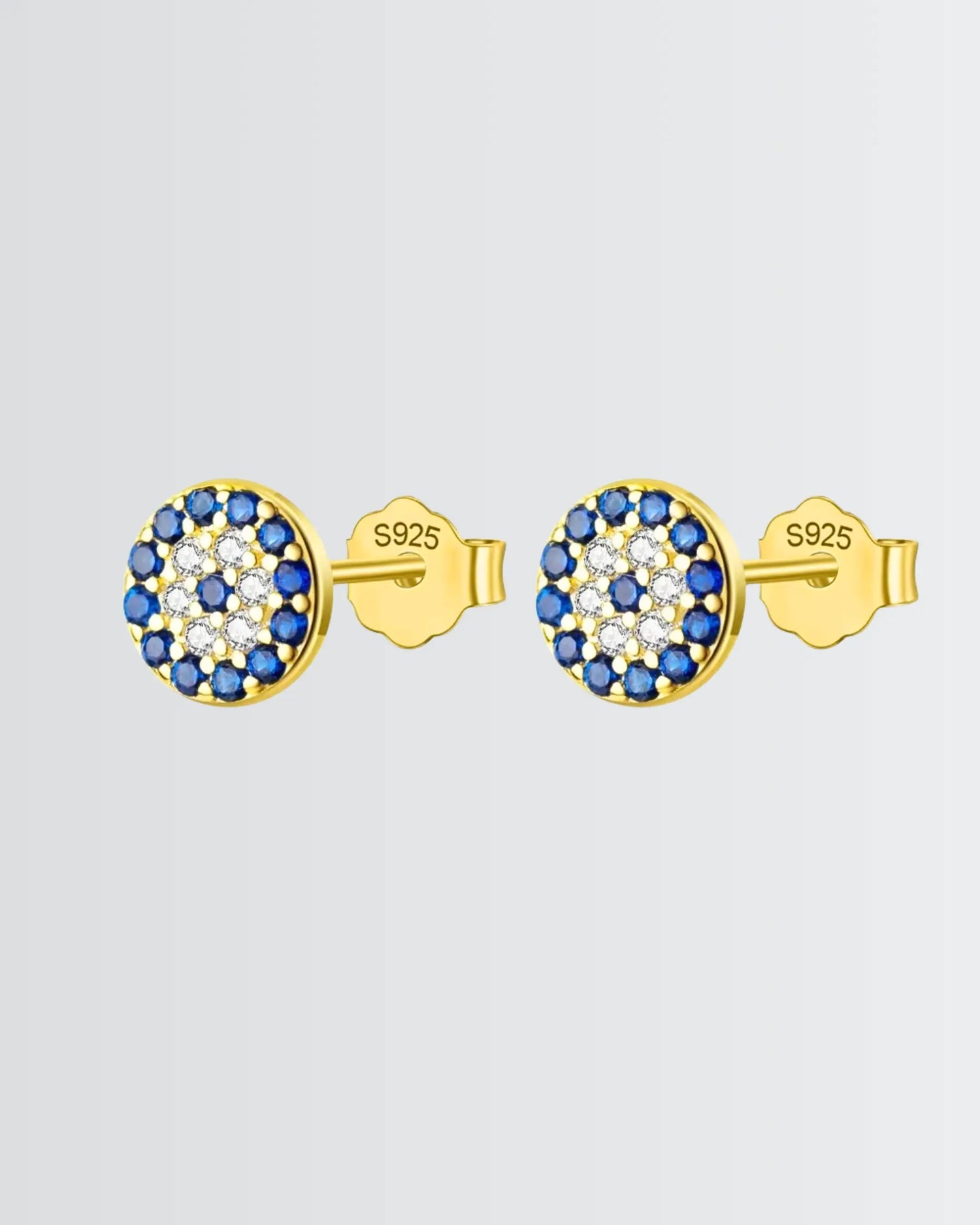 Mere Evil Eye Minimal Studs -  Silver Earrings by BLINGLANE