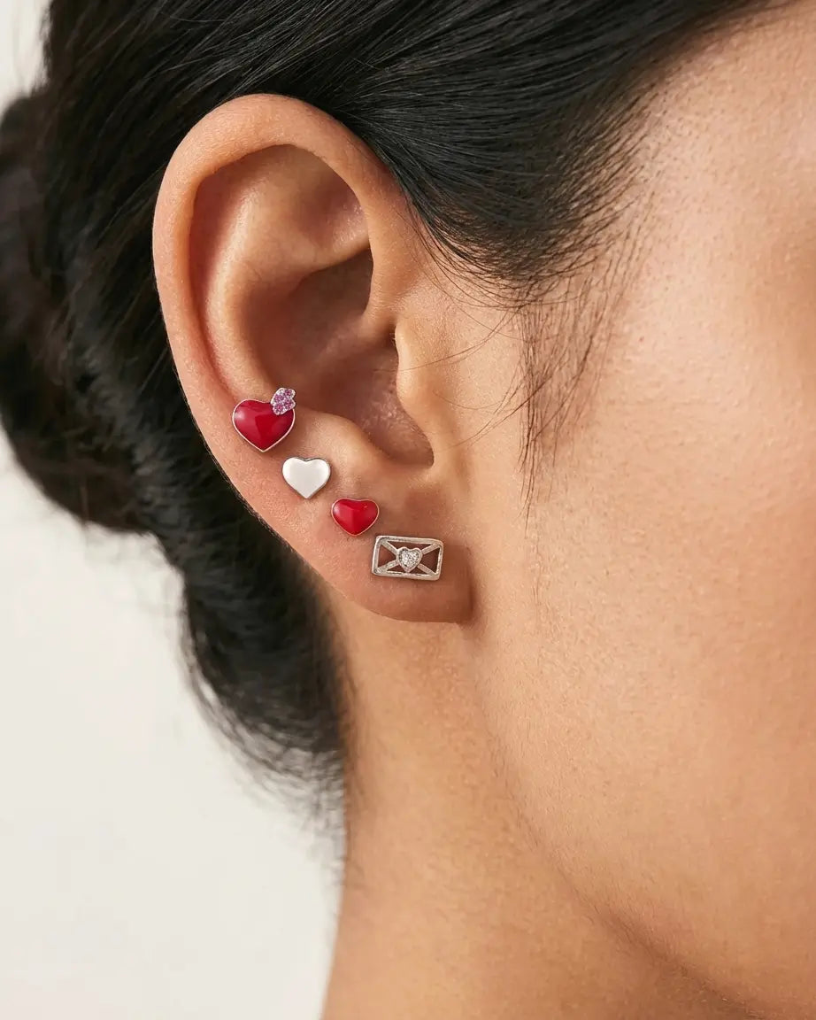 Message Of Love Studs -  Silver Earrings by BLINGLANE