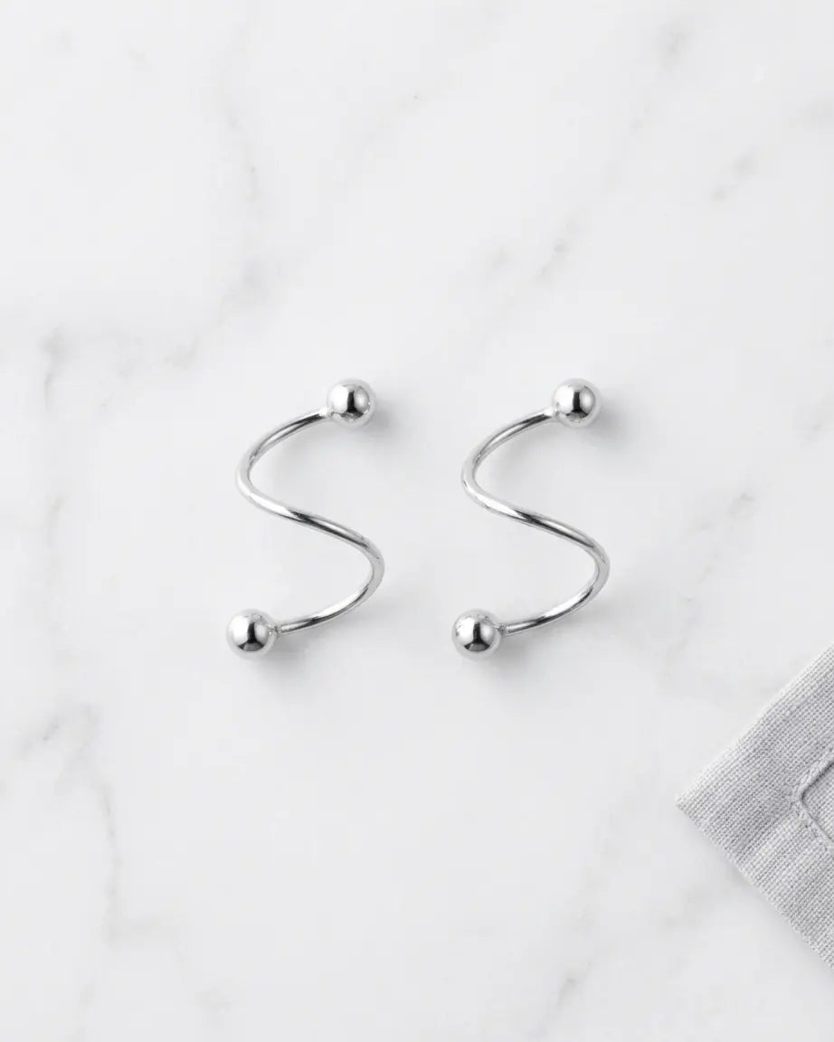 Mini Twirl Hug Earrings -  Silver Earrings by BLINGLANE