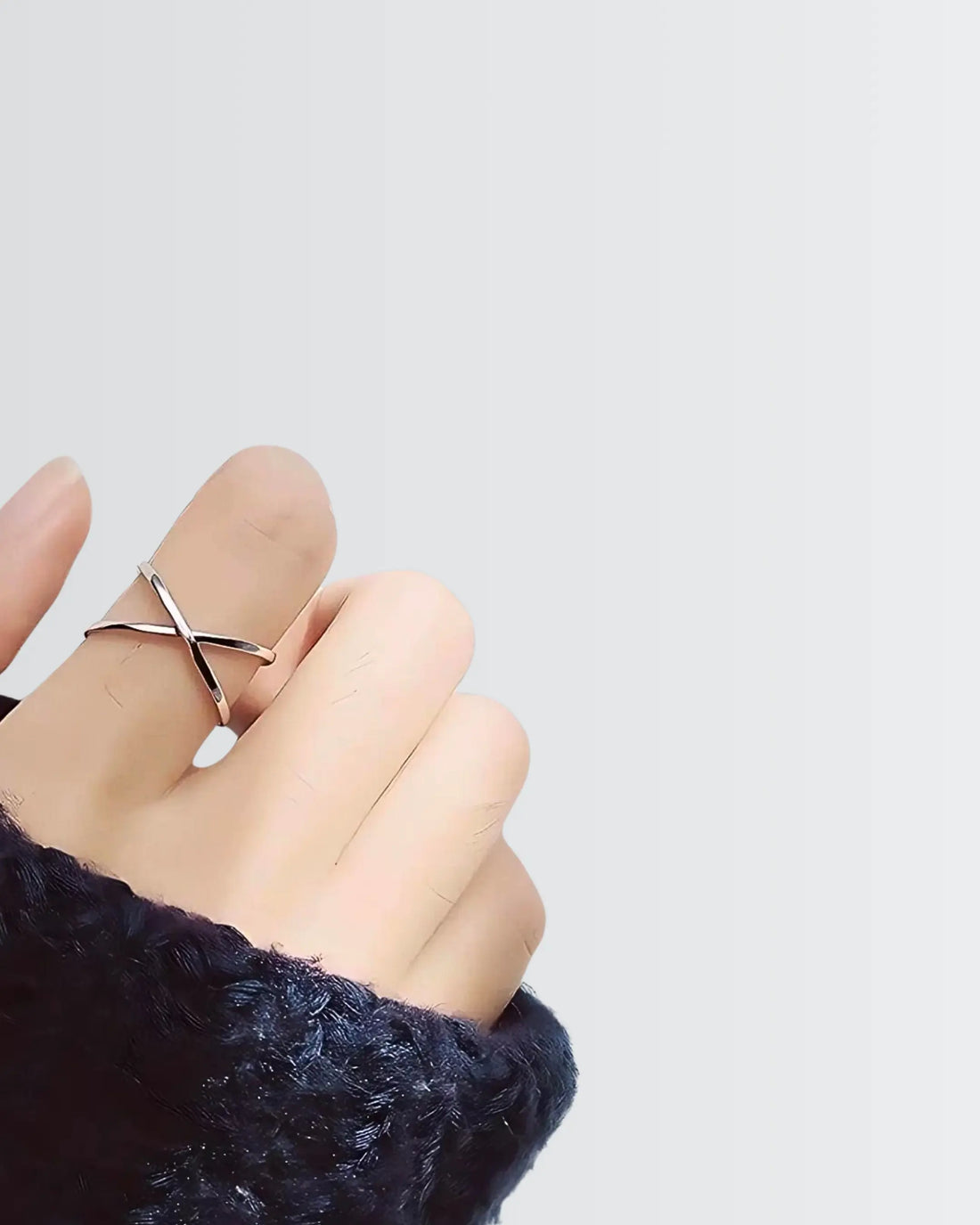 Minimal Crossways Ring -  Silver Ring by BLINGLANE