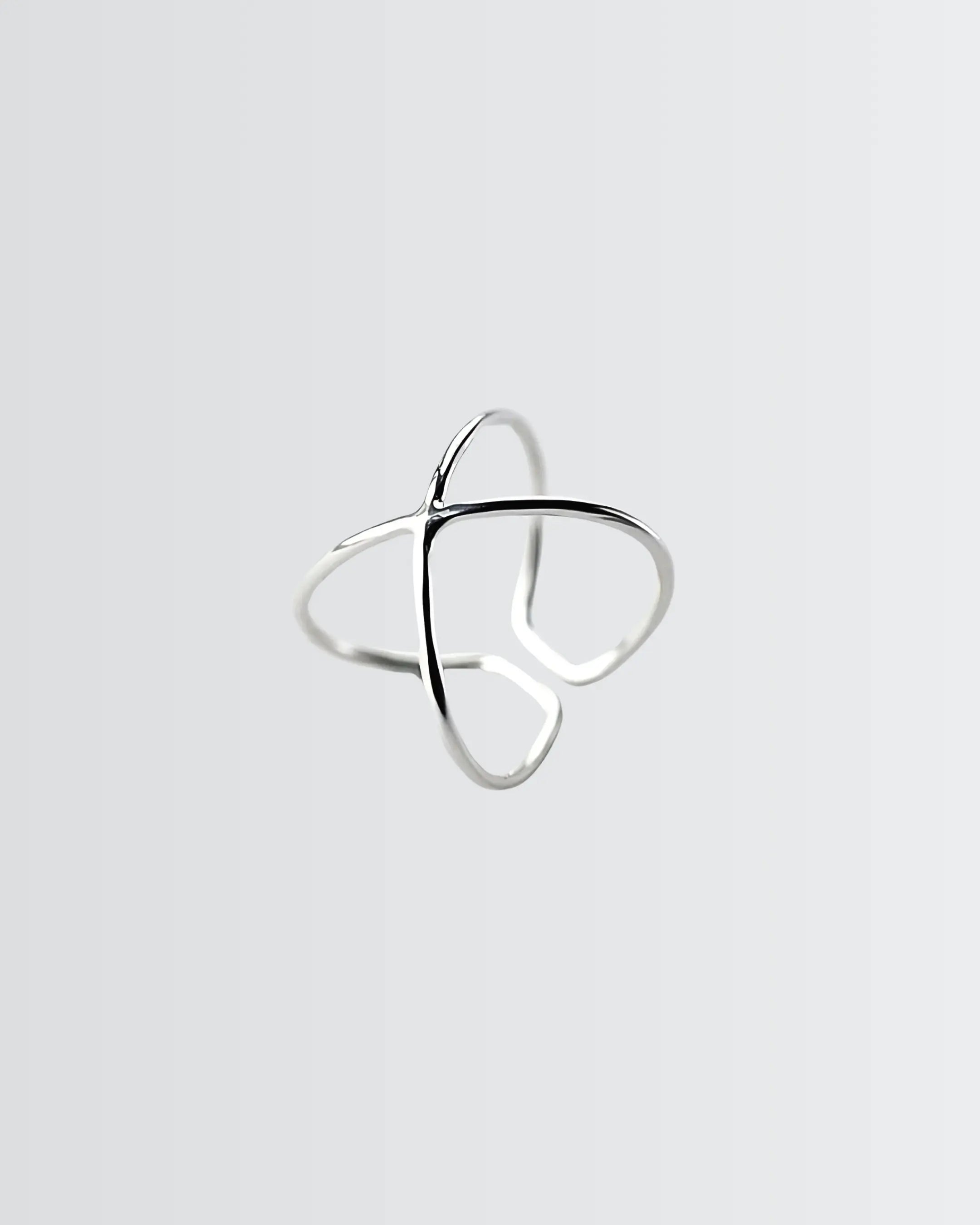 Minimal Crossways Ring -  Silver Ring by BLINGLANE