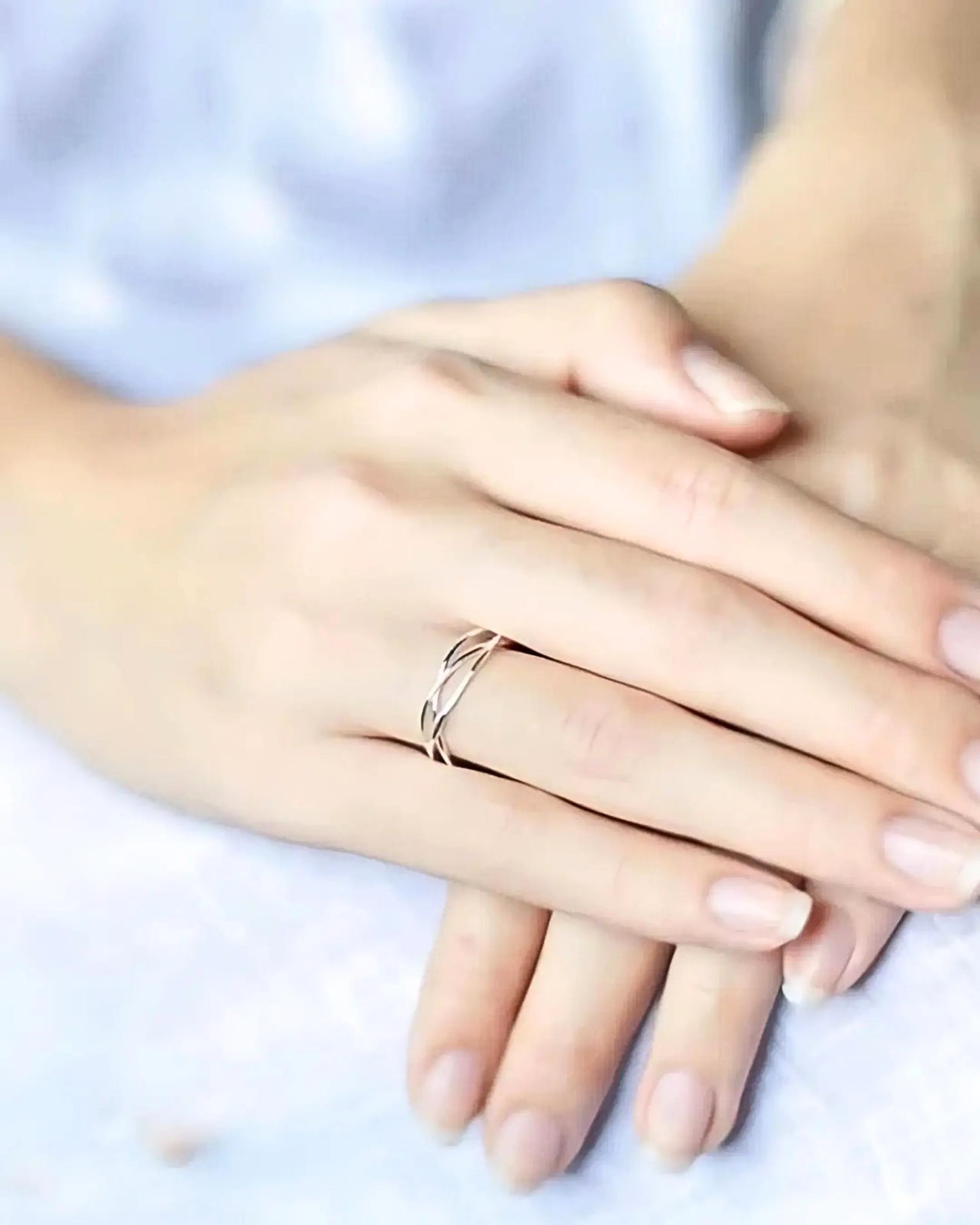 Minimal Crossways Ring -  Silver Ring by BLINGLANE