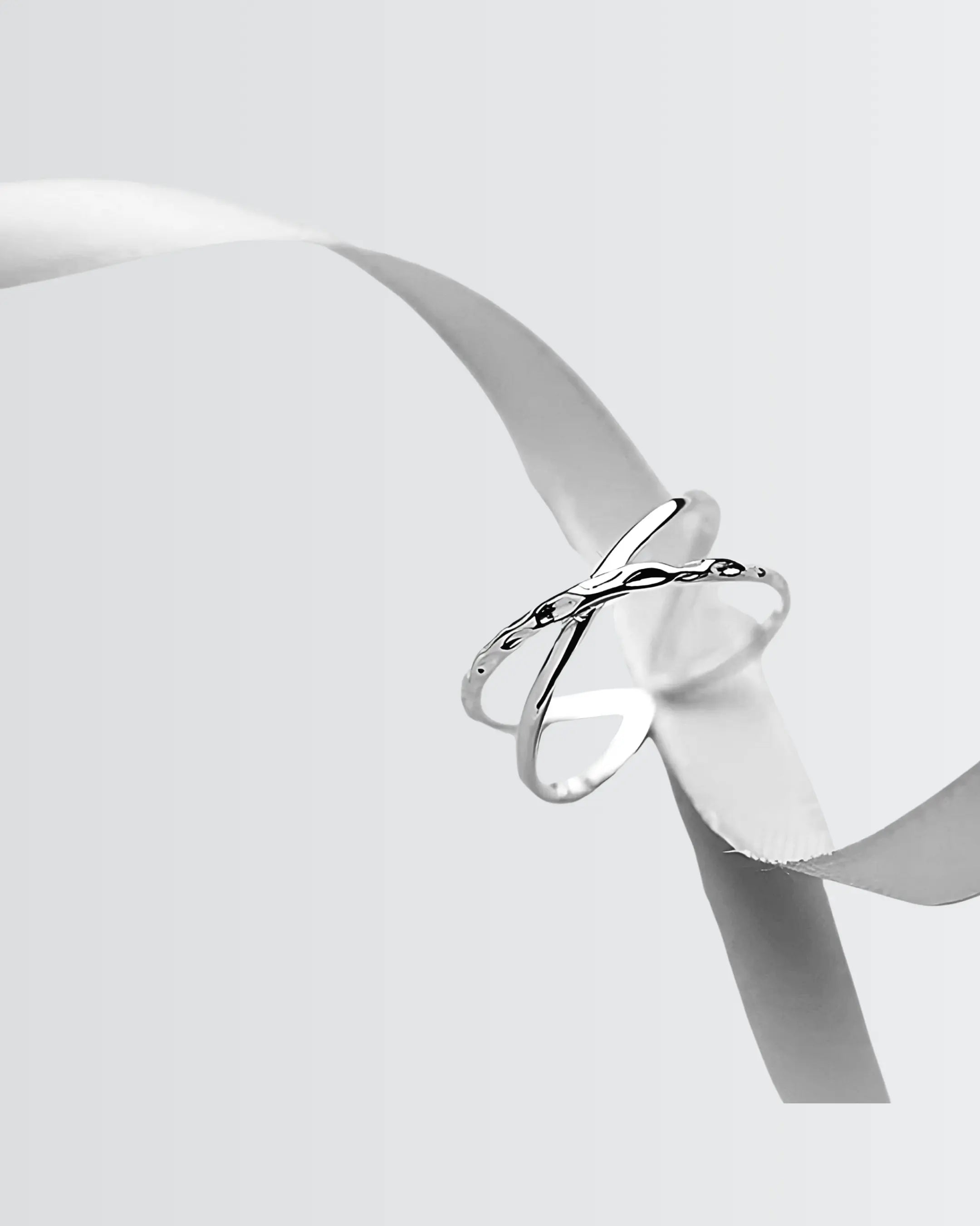 Minimal Crossways Ring -  Silver Ring by BLINGLANE