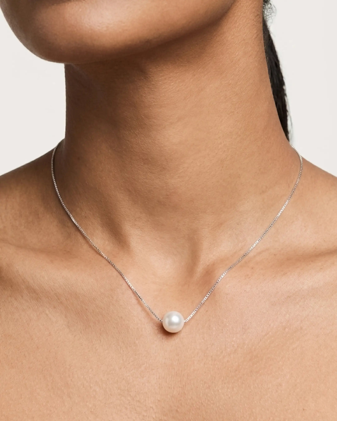 Minimal Pearl Necklace -  Silver Necklace by BLINGLANE