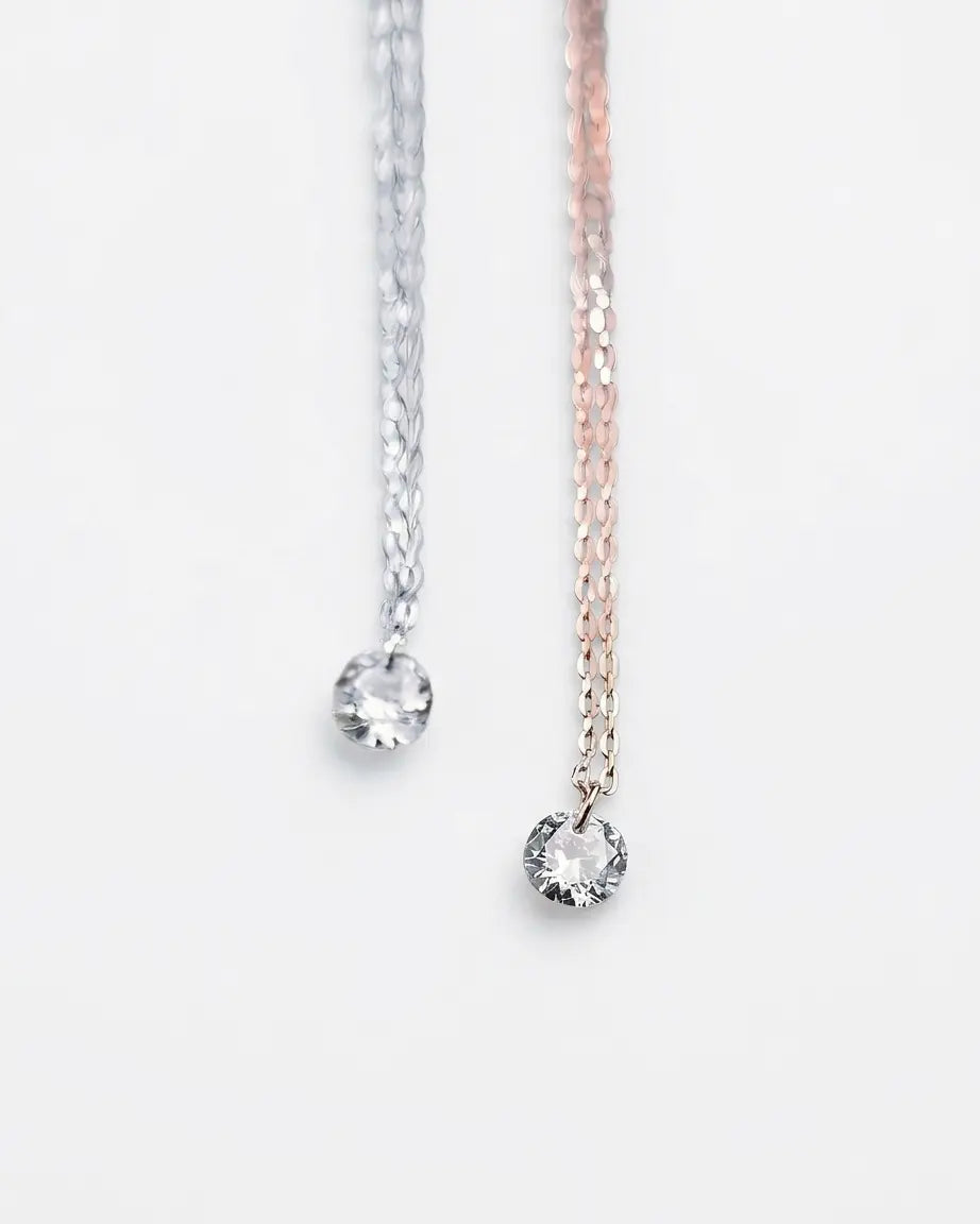 Minimal Solitaire Necklace - Silver Necklace by BLINGLANE