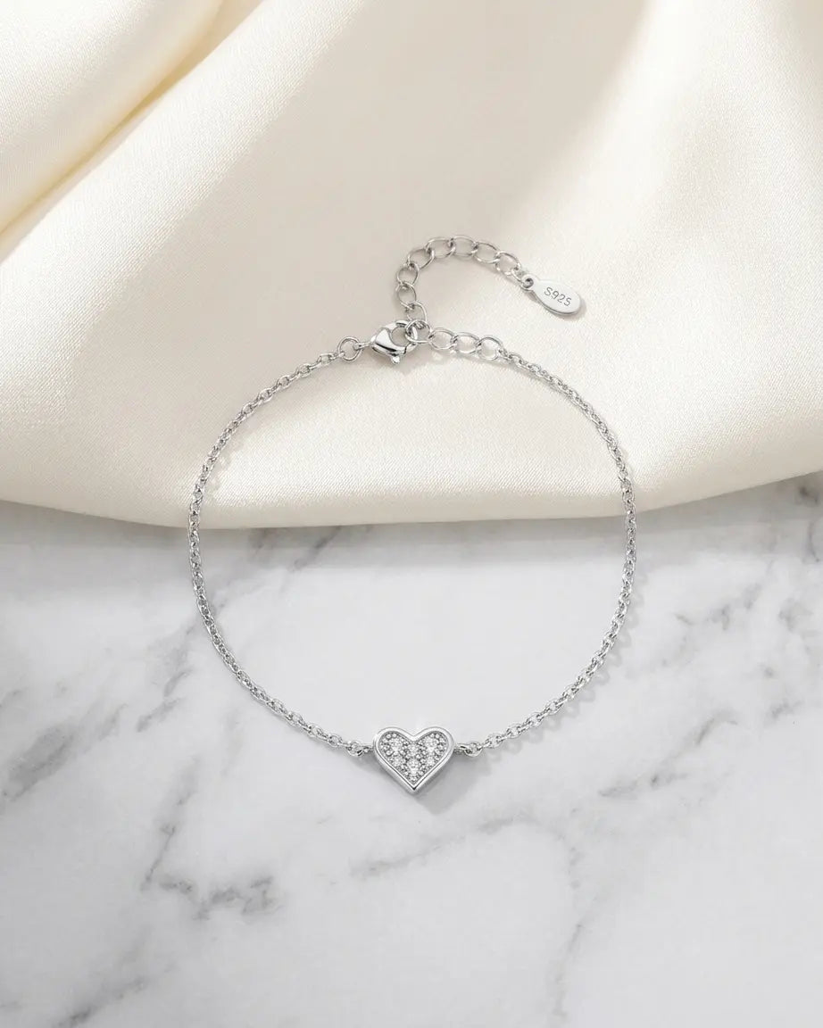 My Charming Heart Minimal Bracelet -  Silver Bracelet by BLINGLANE