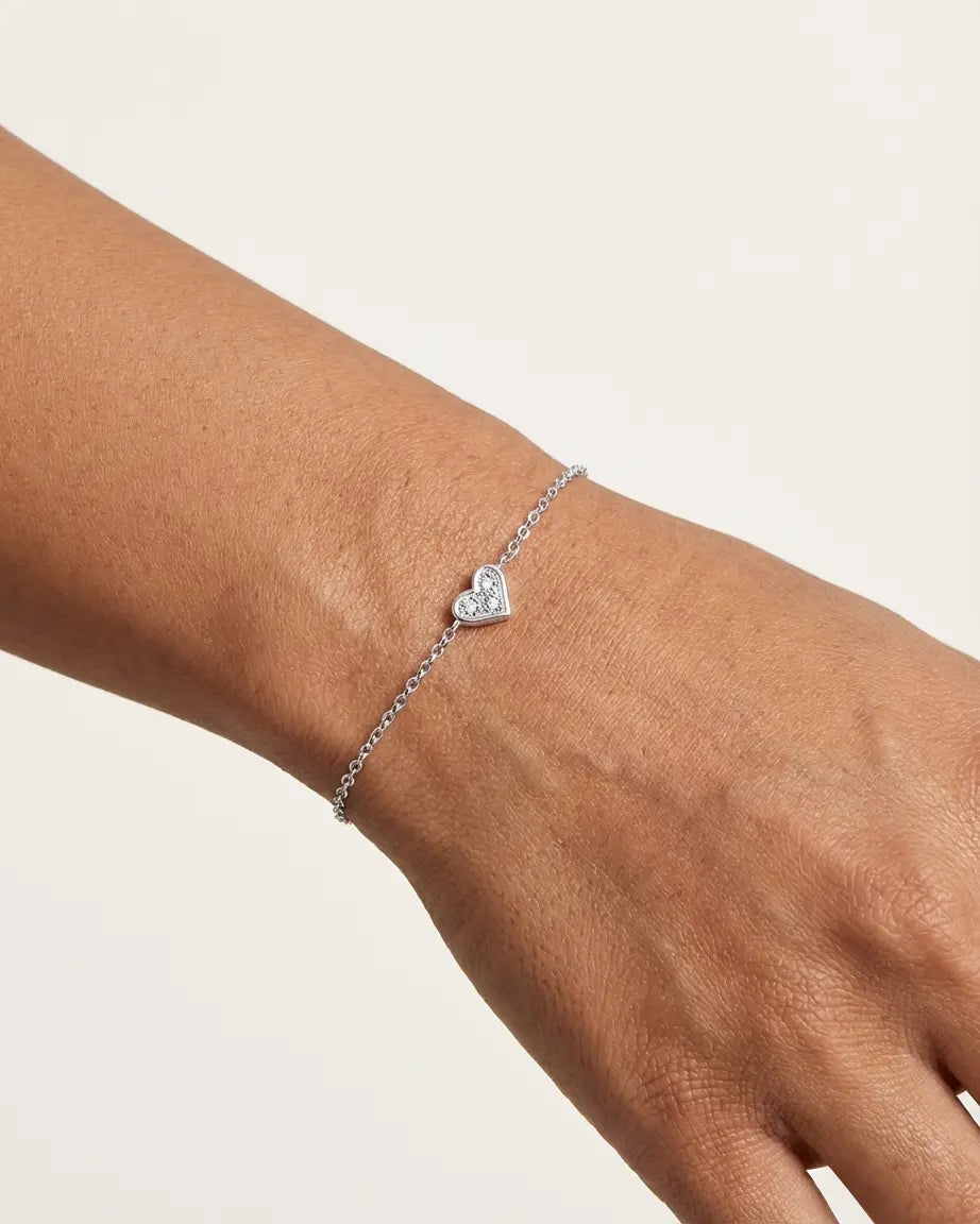 My Charming Heart Minimal Bracelet -  Silver Bracelet by BLINGLANE