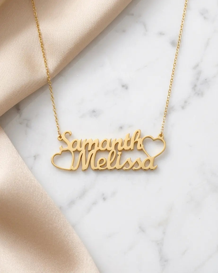 Personalize Couple Names &amp; Hearts Necklace -  Fashion Necklace by BLINGLANE