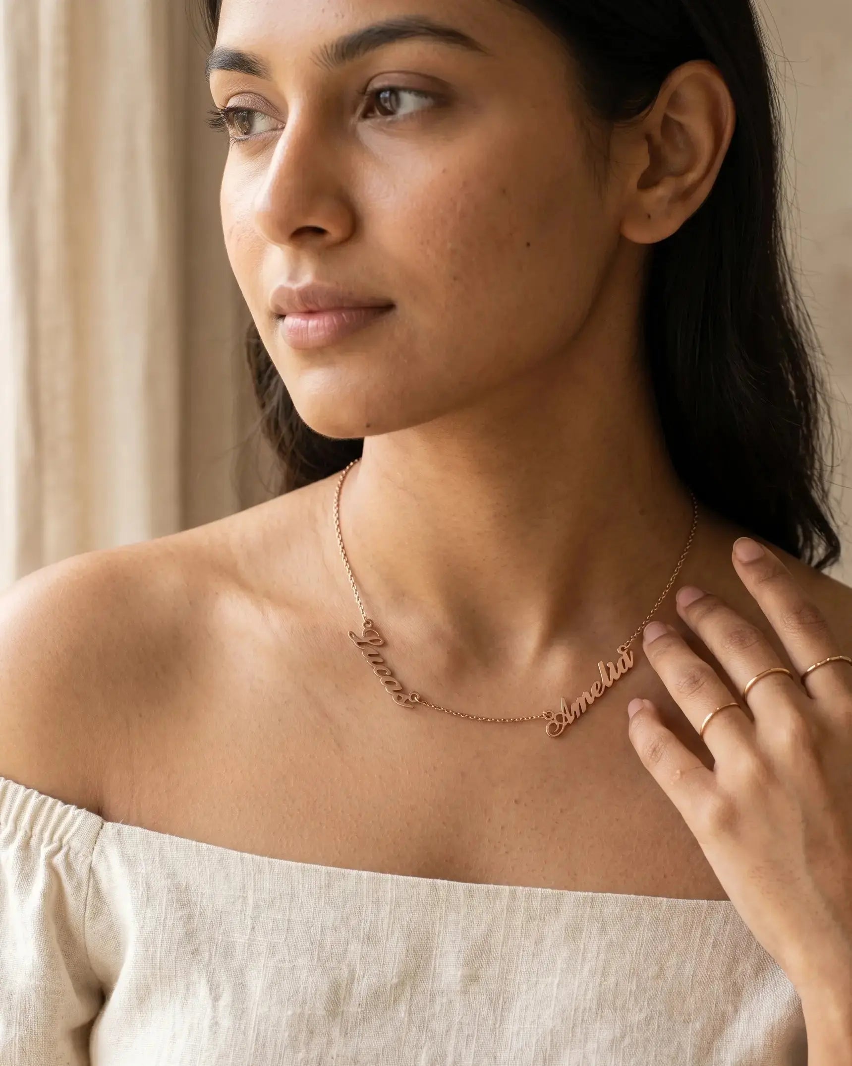 Personalize Two Names Necklace -  Silver Necklace by BLINGLANE