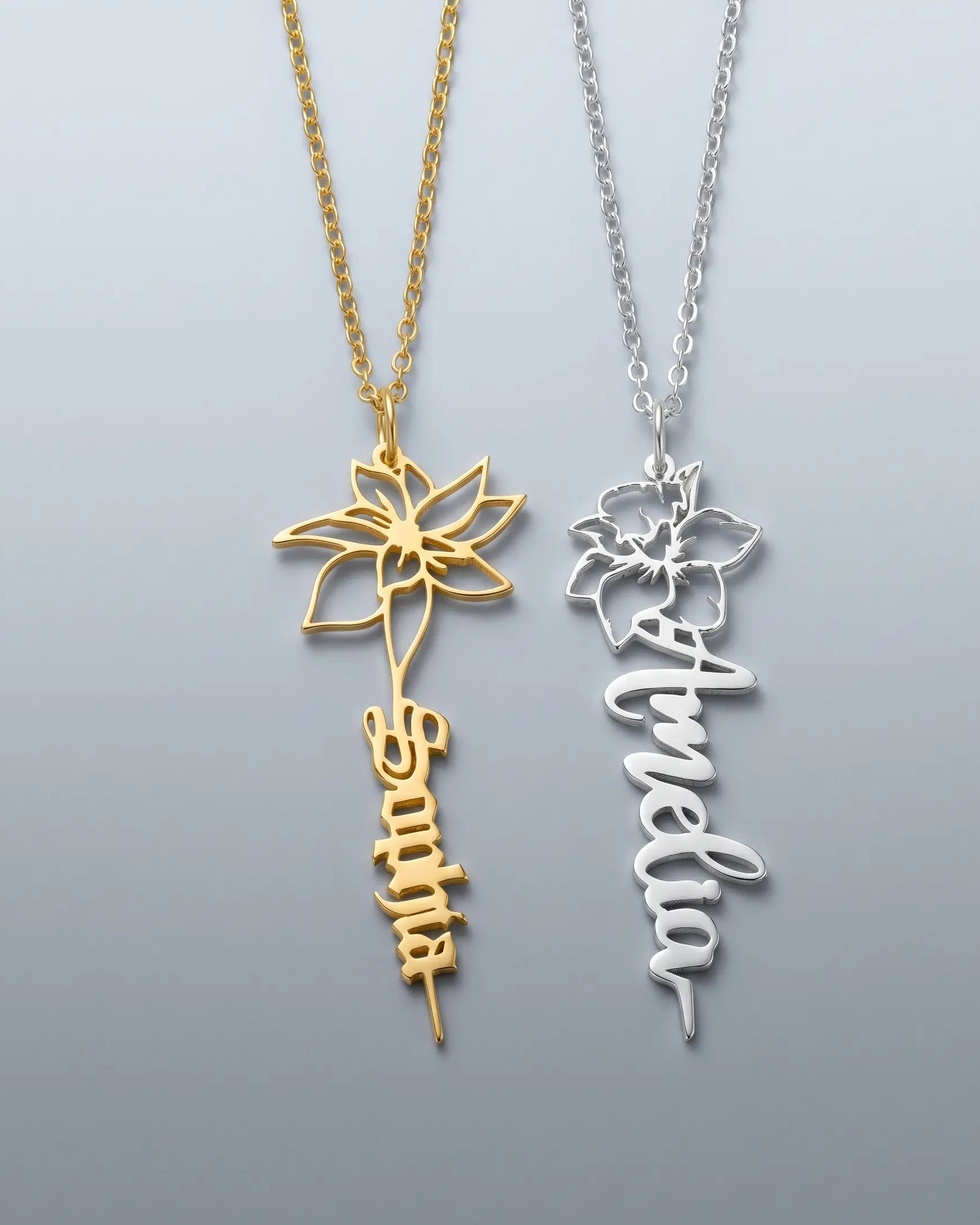 Personalize Your Name &amp; Birth Flower Necklace-Tailor -  Fashion Necklace by BLINGLANE