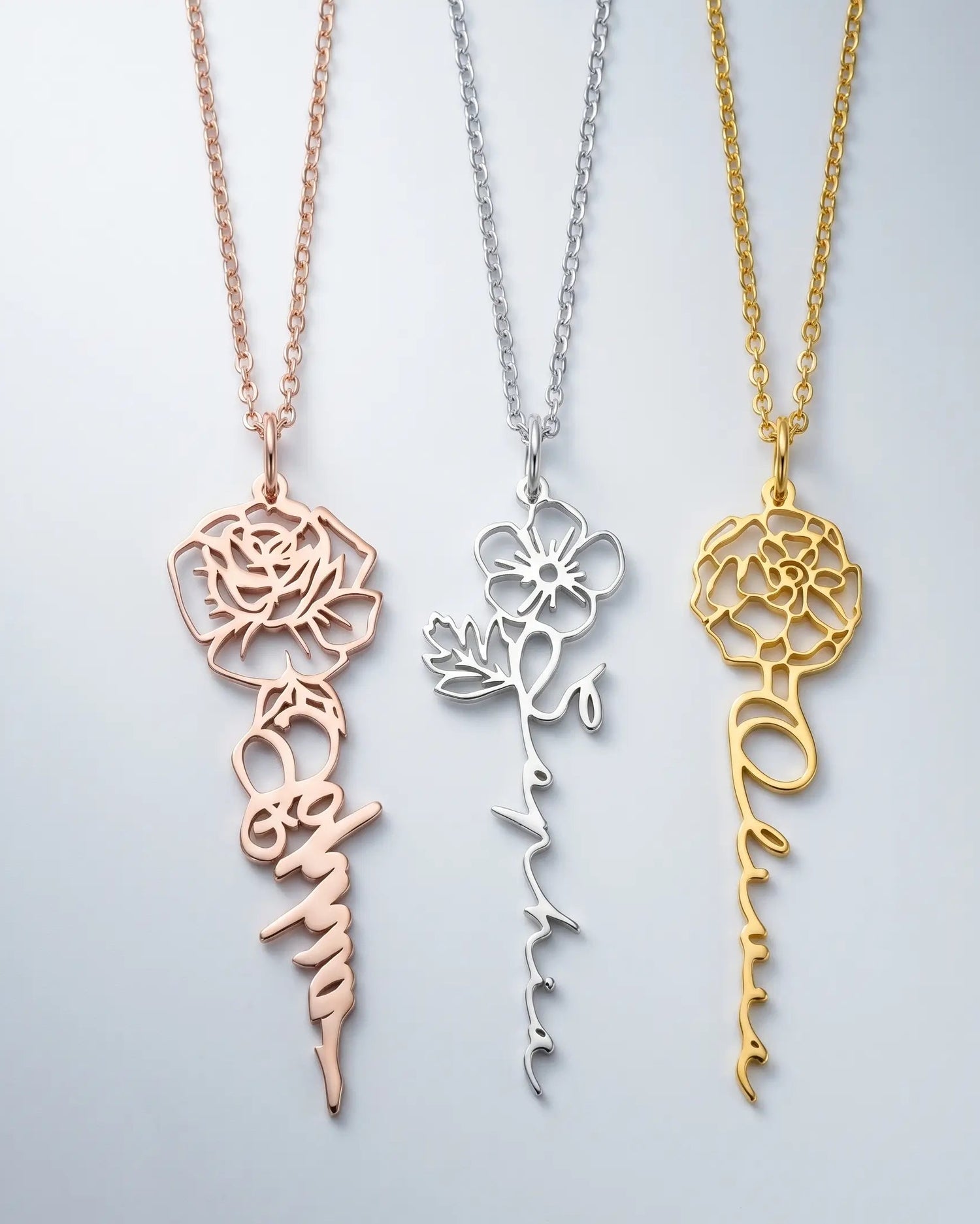 Personalize Your Name &amp; Birth Flower Necklace-Tailor -  Fashion Necklace by BLINGLANE