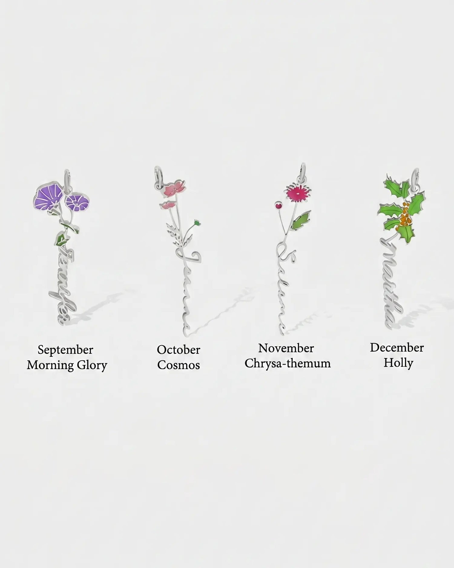 Personalize Your Name &amp; Enamel Birth Flower Necklace-Tailor -  Fashion Necklace by BLINGLANE