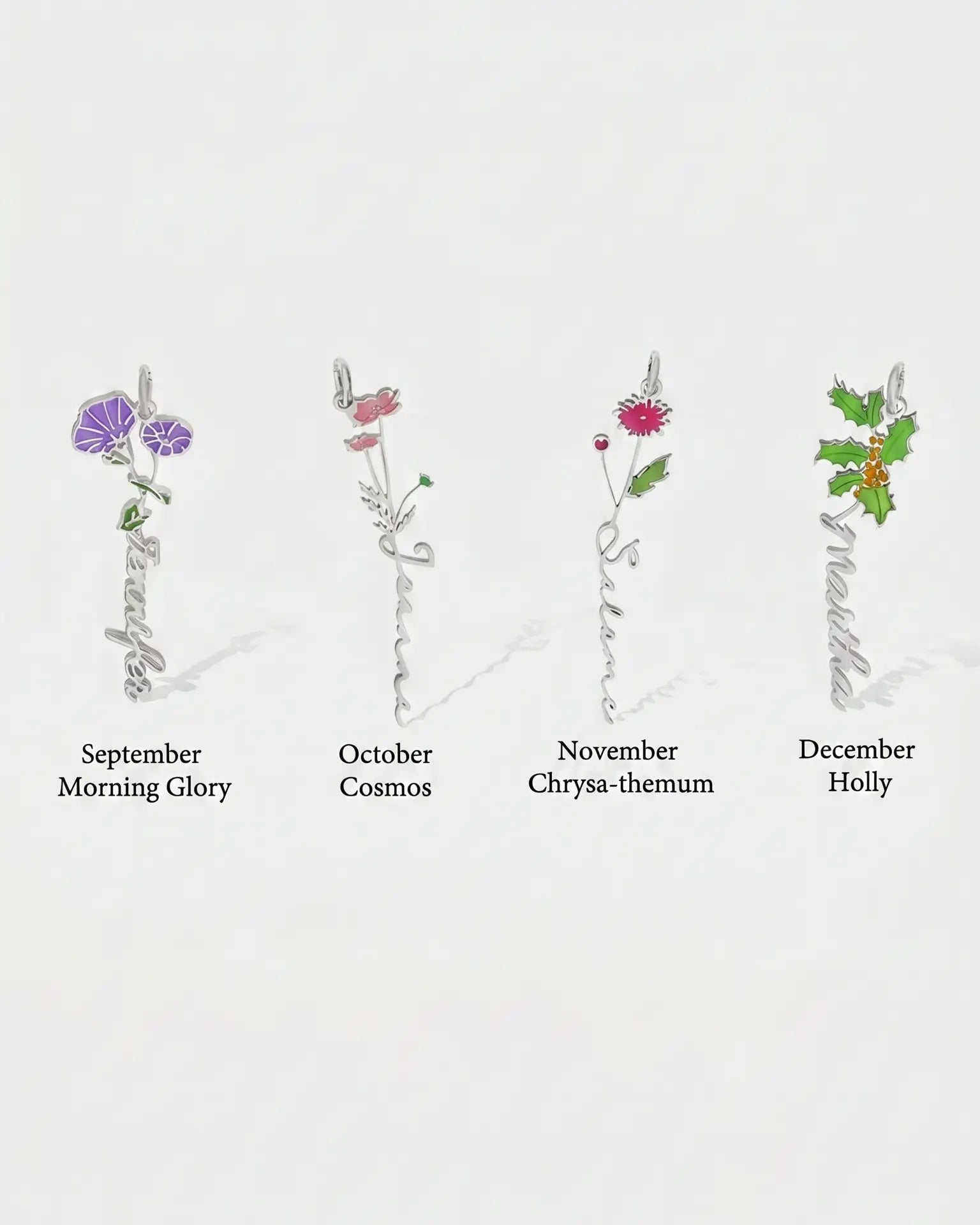 Personalize Your Name &amp; Enamel Birth Flower Necklace-Tailor -  Fashion Necklace by BLINGLANE