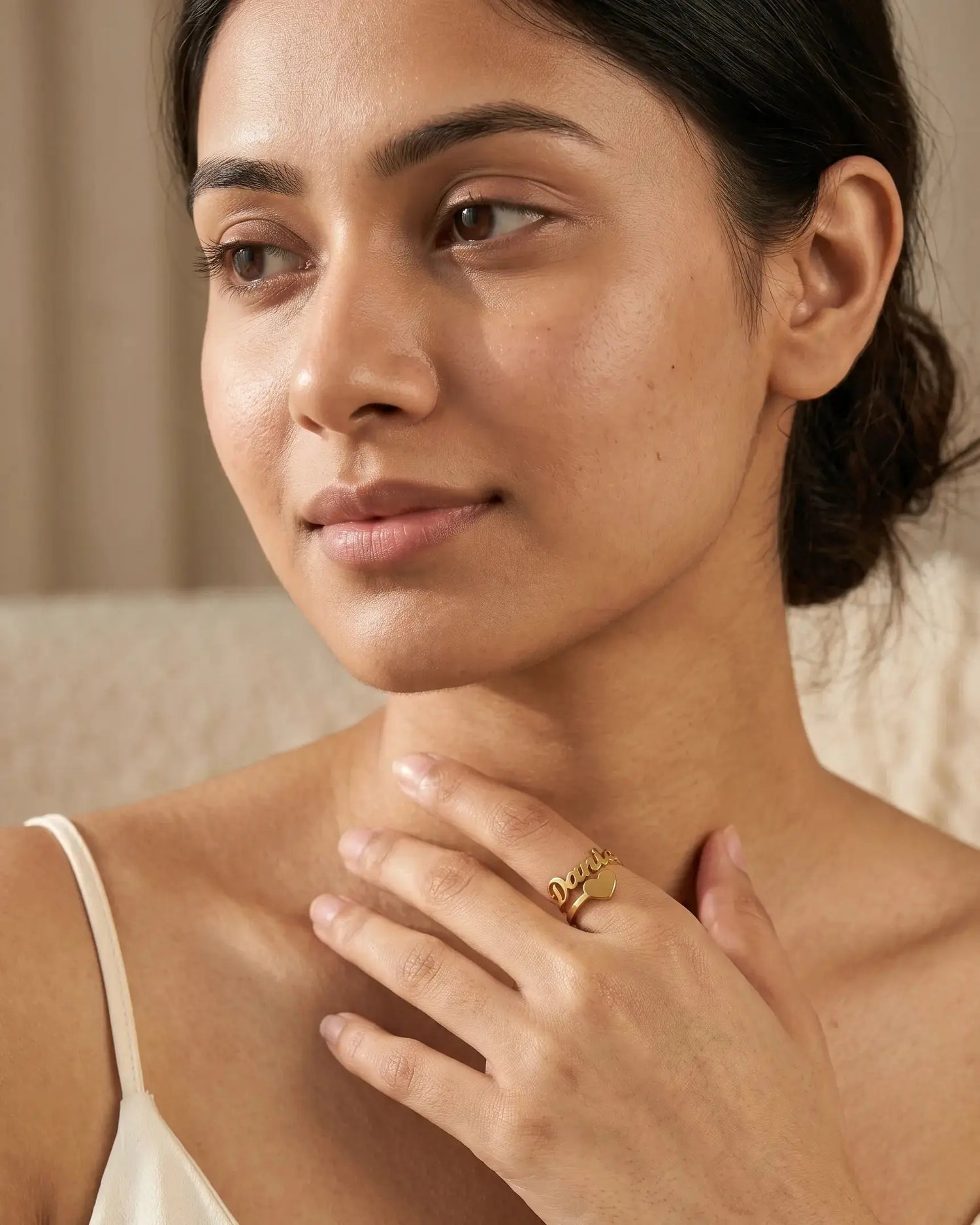 Personalize Your Name &amp; Heart Silver Ring -  Silver Ring by BLINGLANE
