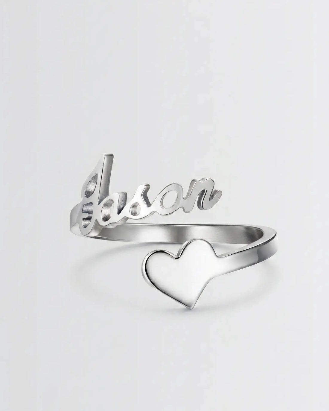 Personalize Your Name &amp; Heart Silver Ring -  Silver Ring by BLINGLANE