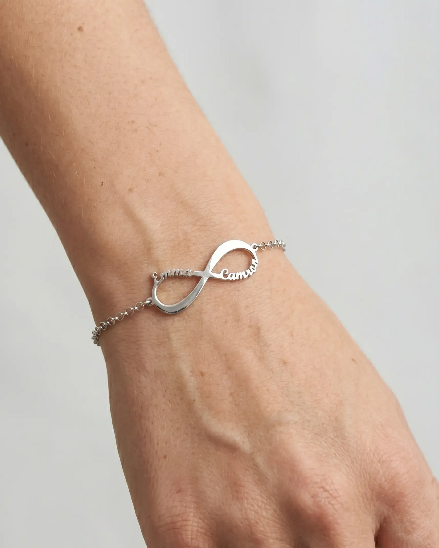 Personalize Your Names Infinity Bracelet -  Silver Bracelet by BLINGLANE