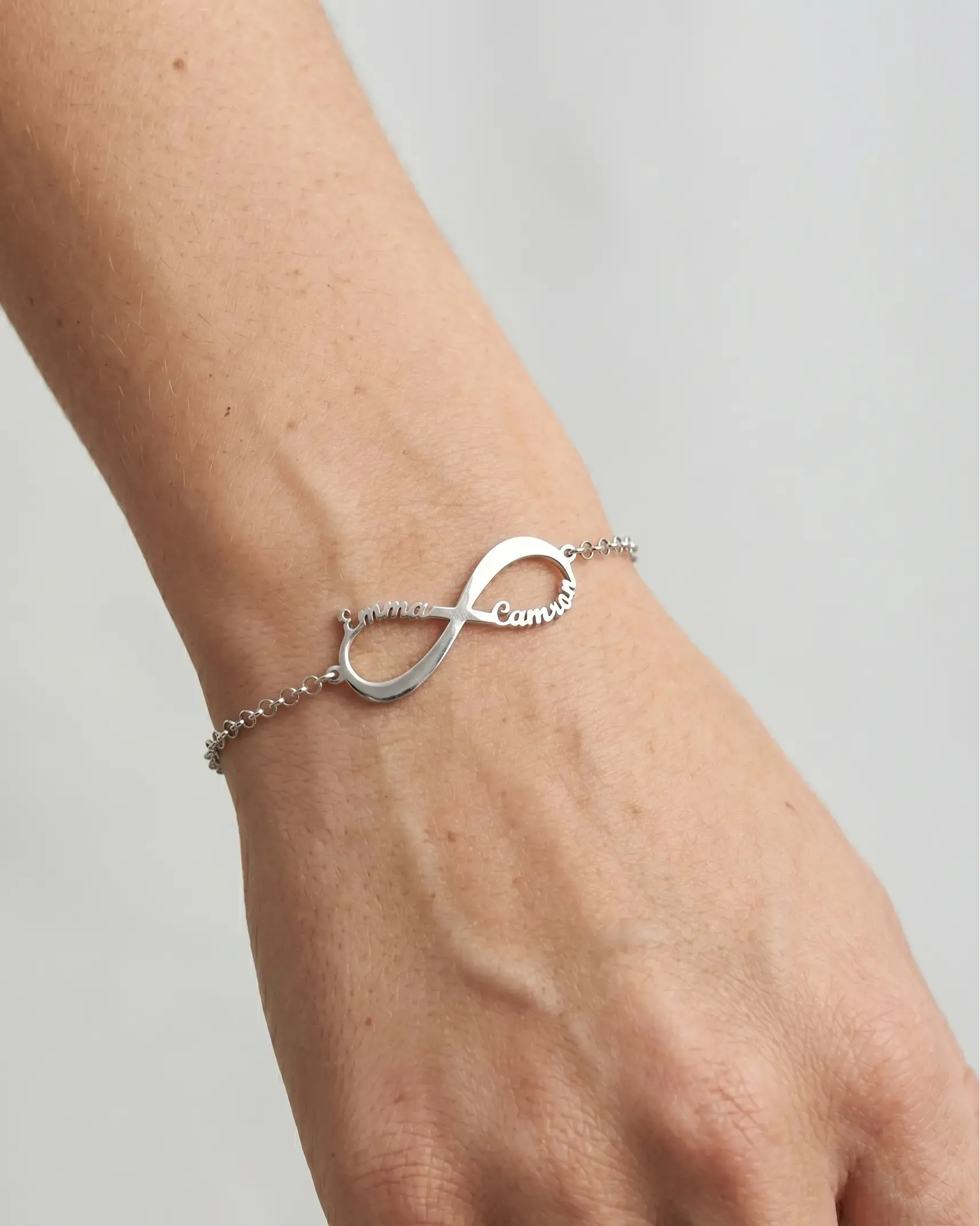 Personalize Your Names Infinity Bracelet -  Silver Bracelet by BLINGLANE