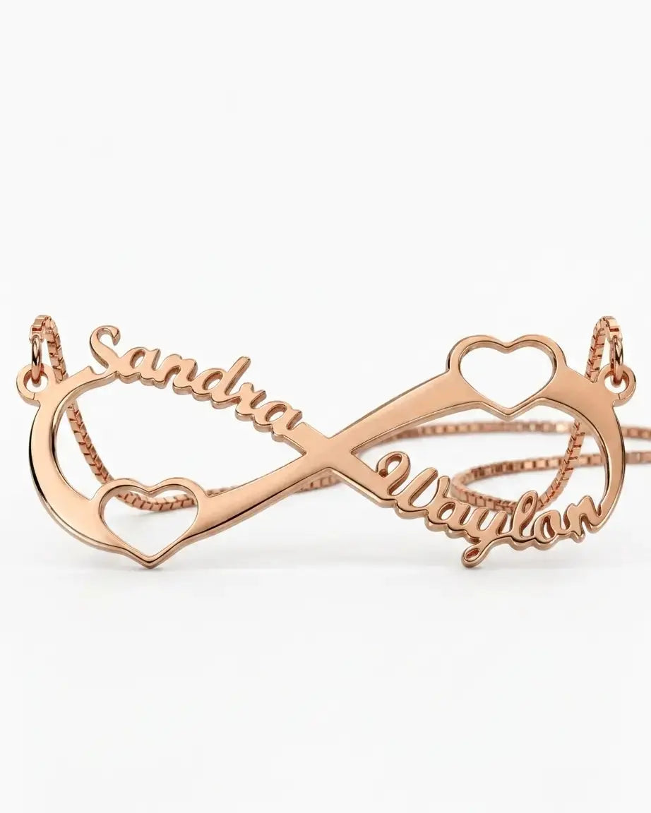 Personalize Your Names Infinity Heart Necklace -  Silver Necklace by BLINGLANE