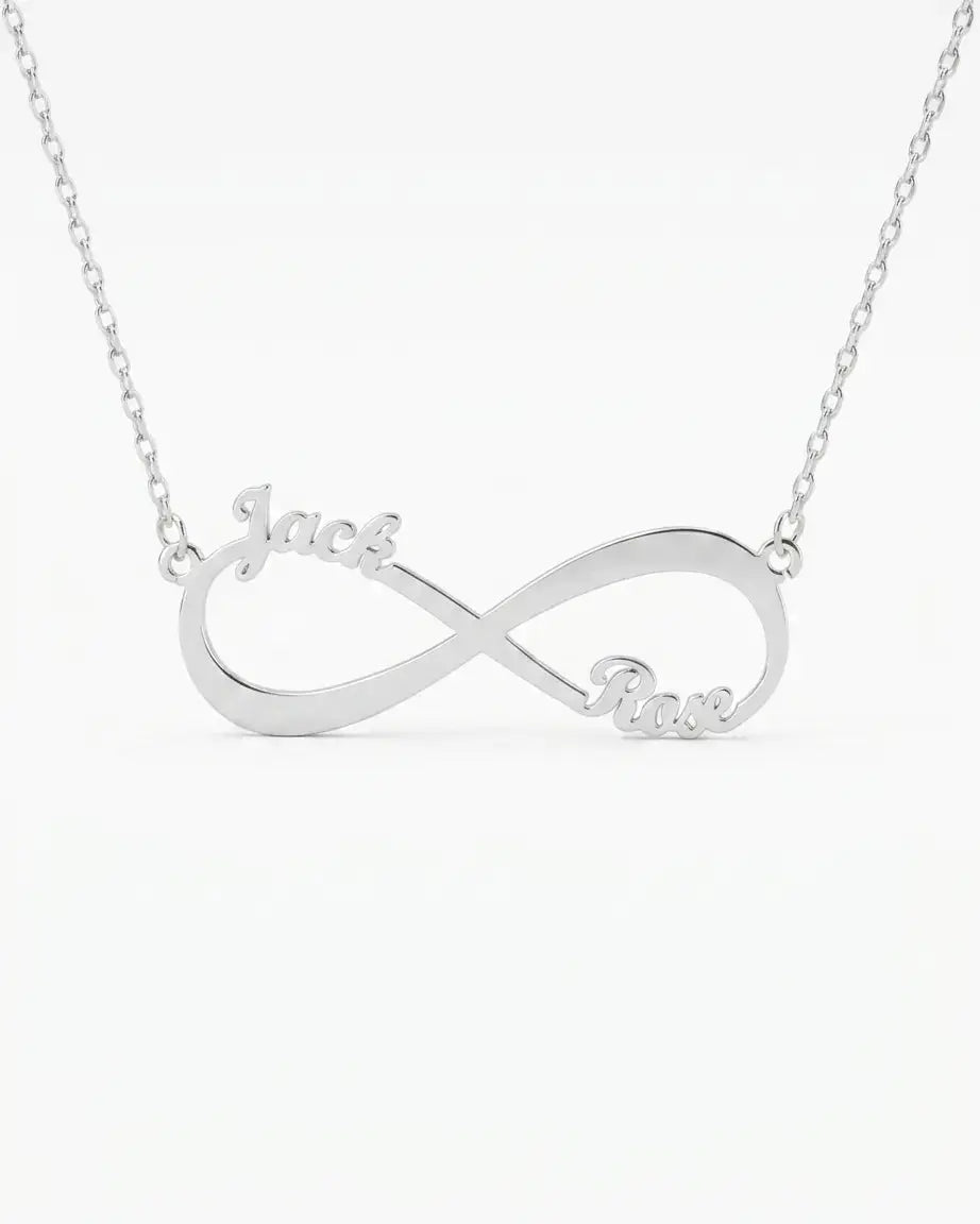 Personalize Your Names Infinity Necklace -  Silver Necklace by BLINGLANE