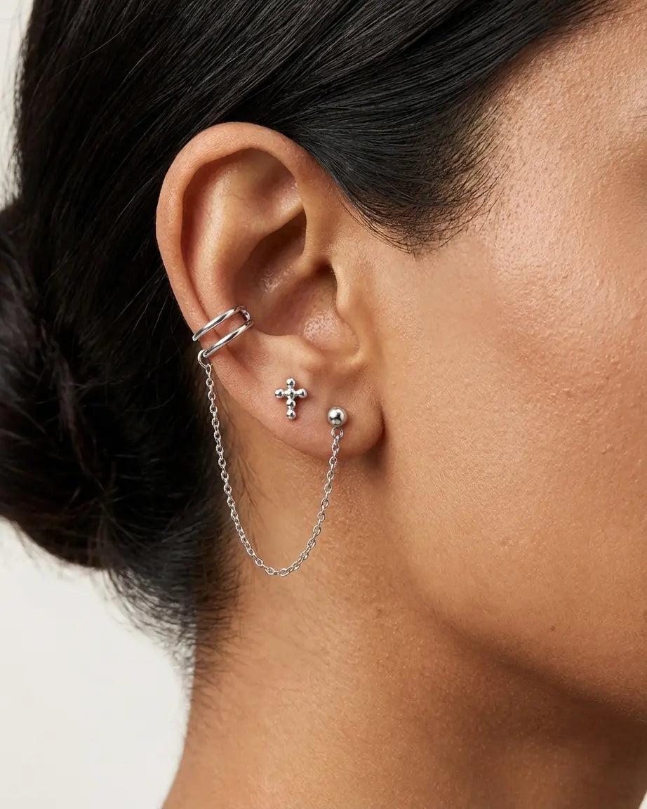 Polished Chic Cuff Earrings -  Silver Earrings by BLINGLANE