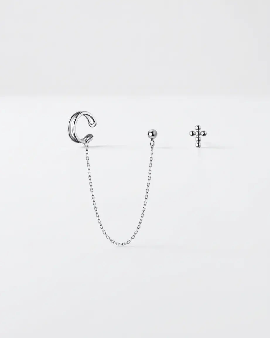 Polished Chic Cuff Earrings -  Silver Earrings by BLINGLANE