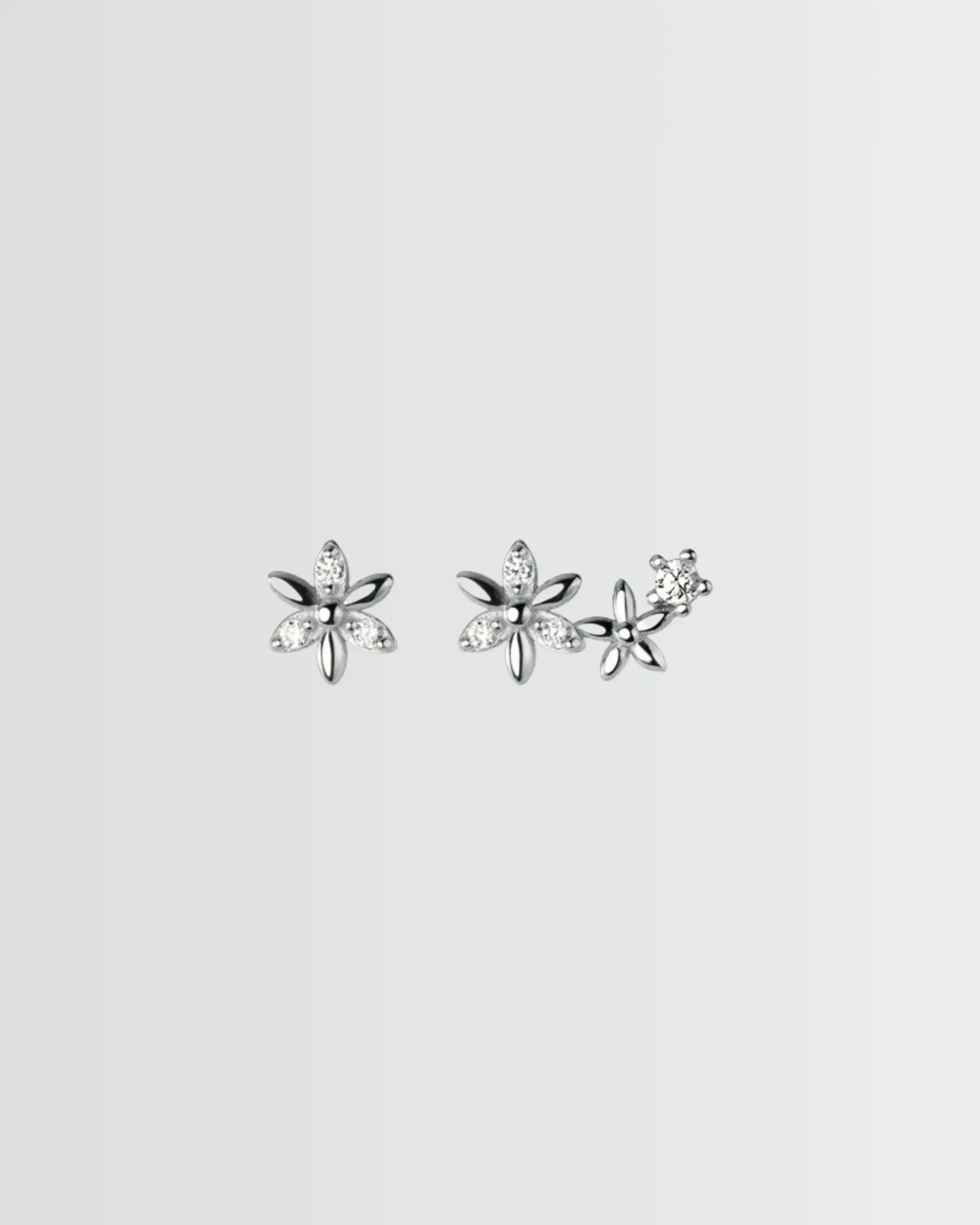 Pretty Petals Tiny Studs -  Silver Earrings by BLINGLANE