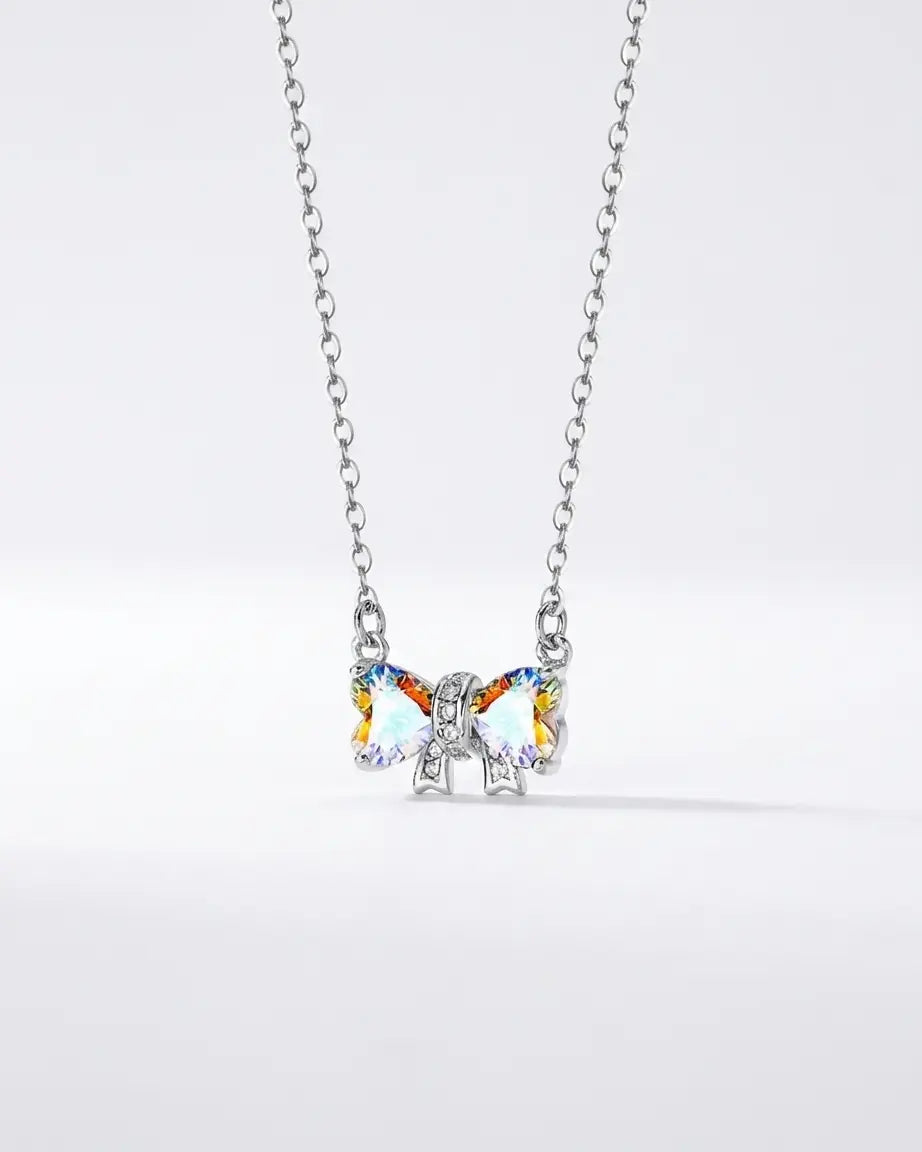 Rare Radiance Bow Necklace -  Silver Necklace by BLINGLANE