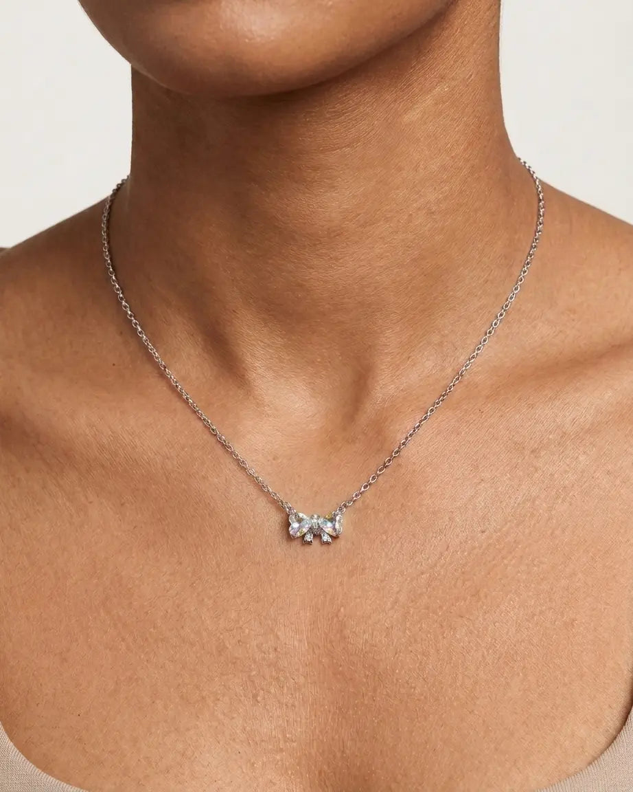 Rare Radiance Bow Necklace -  Silver Necklace by BLINGLANE