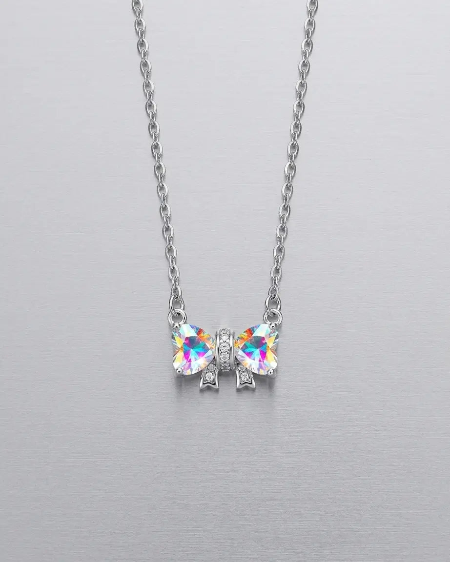 Rare Radiance Bow Necklace -  Silver Necklace by BLINGLANE