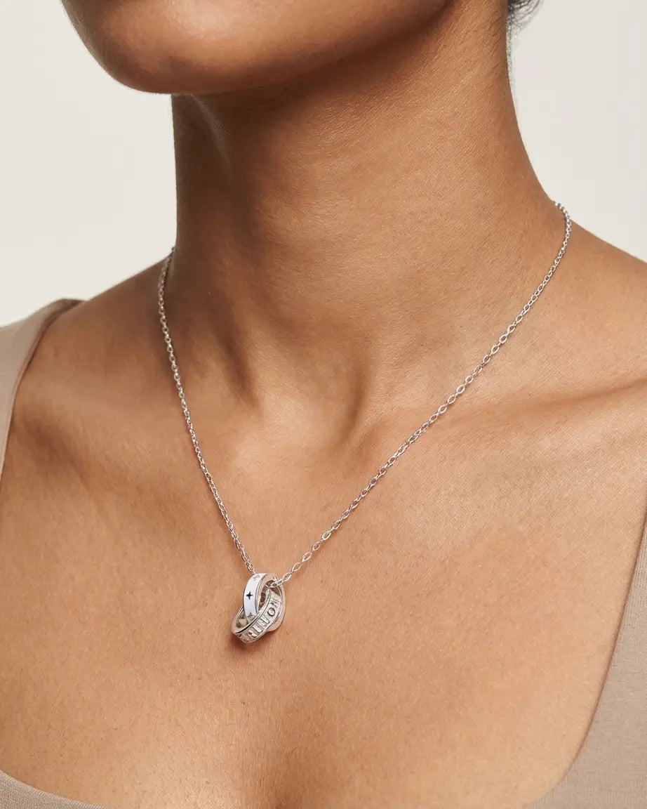 Ringed Together Forever Couple Necklace -  Silver Necklace by BLINGLANE