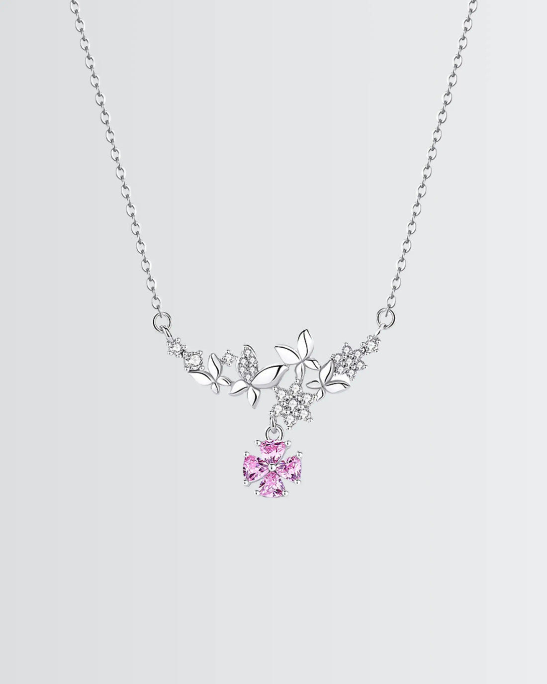 Rosy Radiance Elite Necklace -  Silver Necklace by BLINGLANE