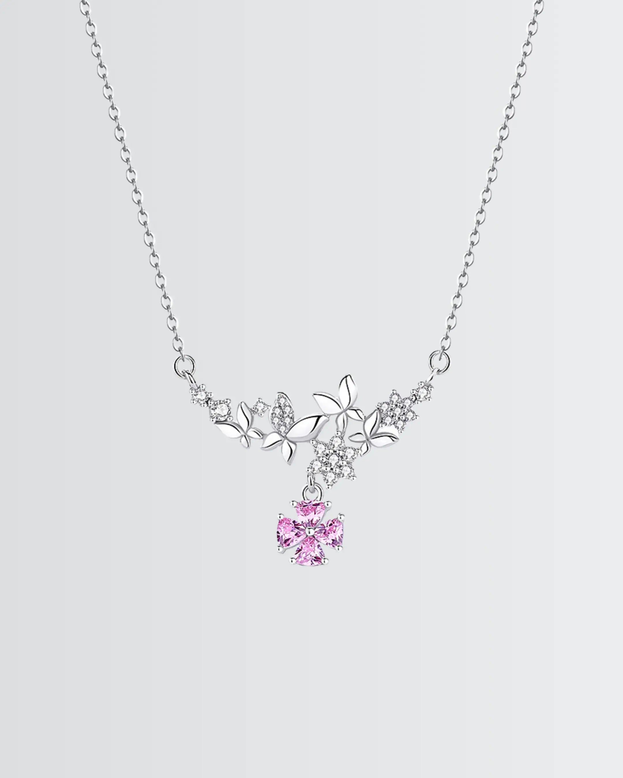 Rosy Radiance Elite Necklace -  Silver Necklace by BLINGLANE