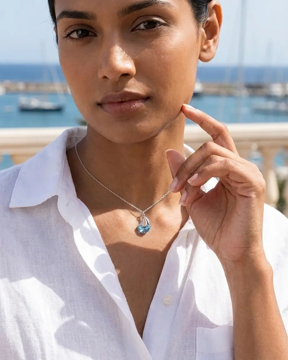 Sail Away With Me Necklace -  Silver Necklace by BLINGLANE