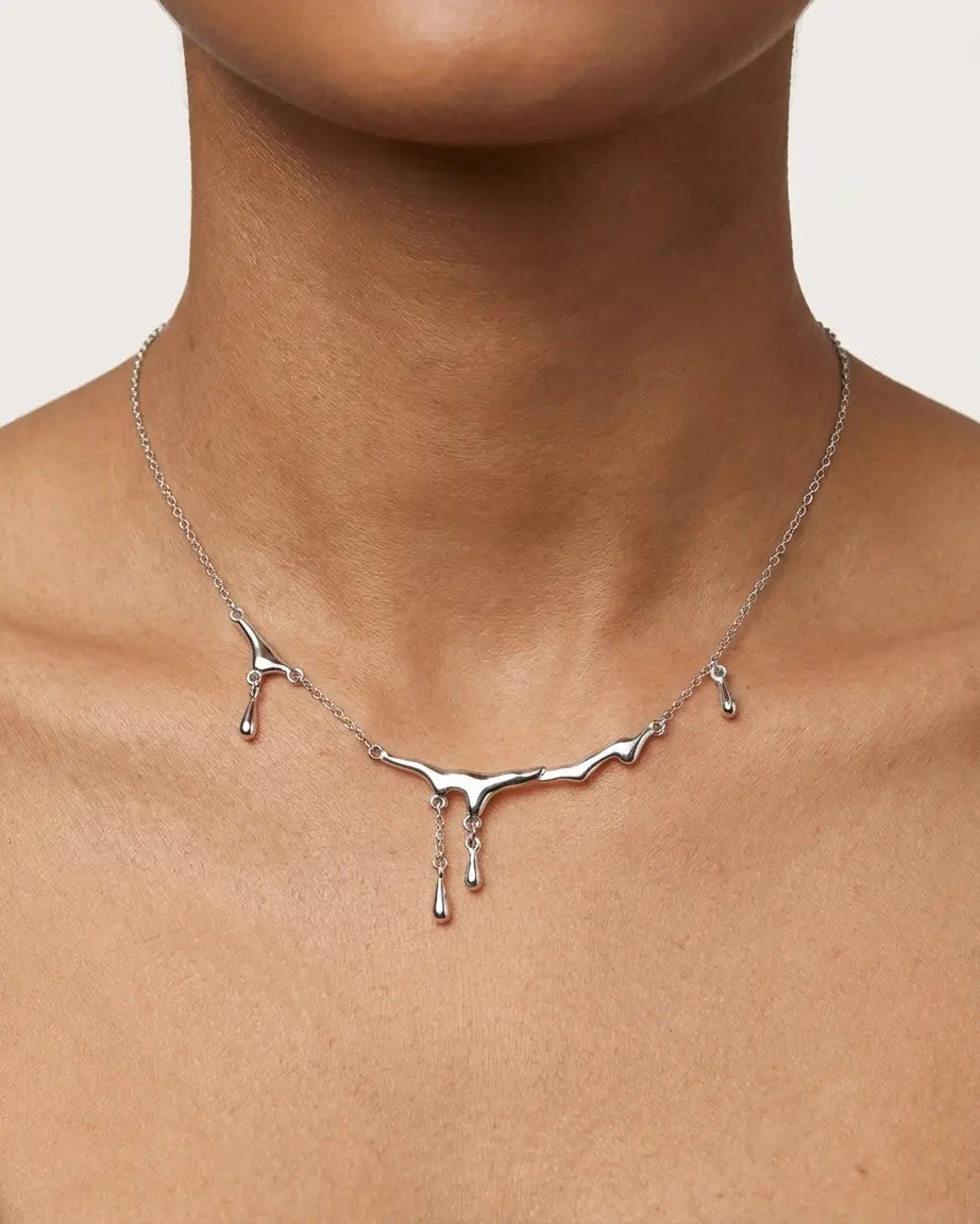 Silver Rain Elite Necklace -  Silver Necklace by BLINGLANE