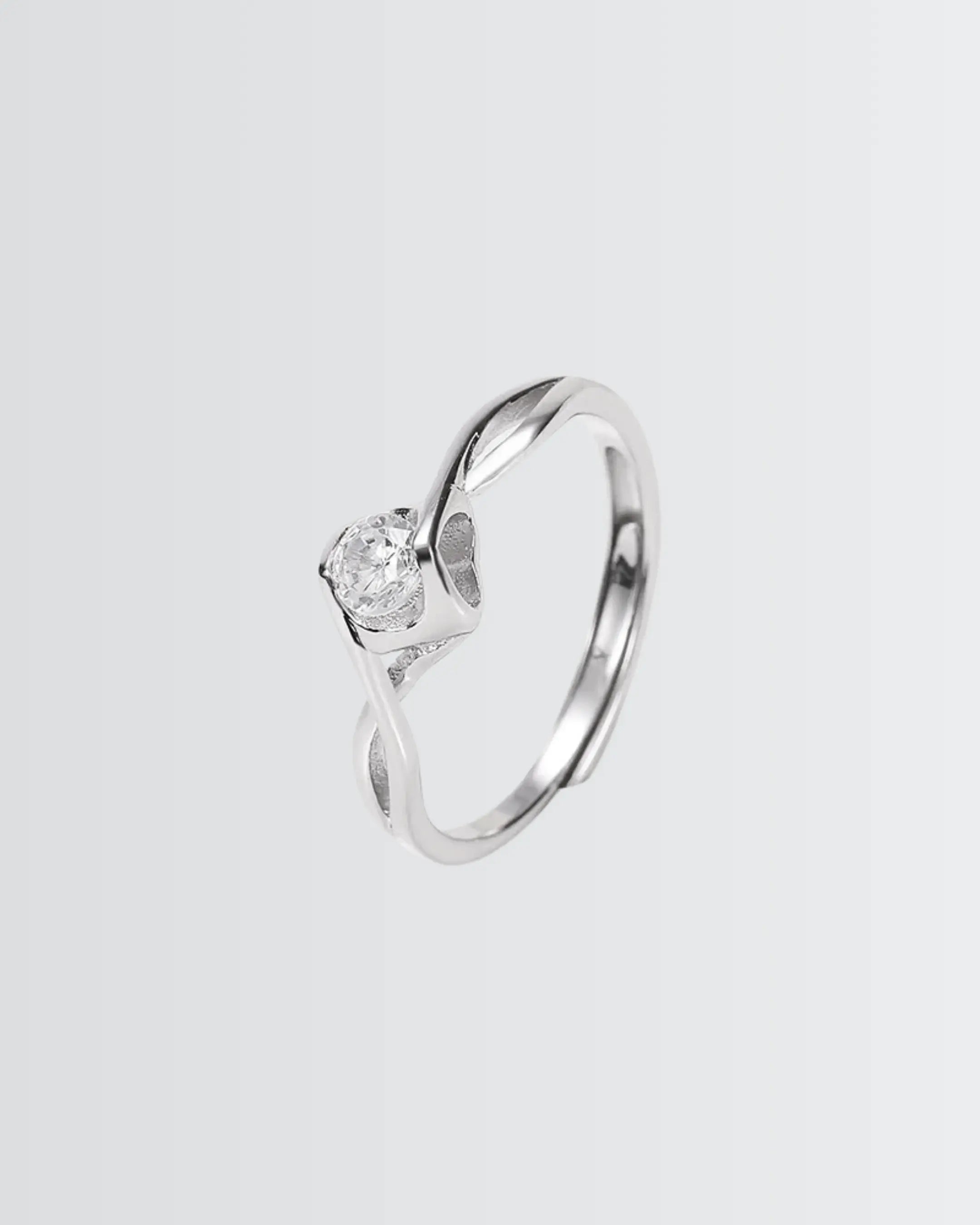 Simple Promise Solitaire Love Band -  Silver Ring by BLINGLANE
