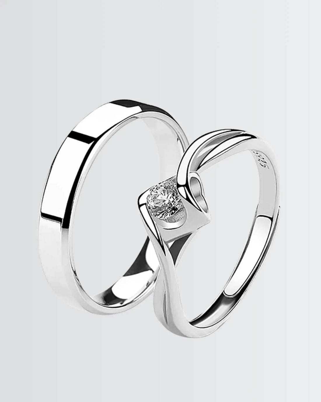 Simple Promise Solitaire Love Band - Silver Ring by BLINGLANE