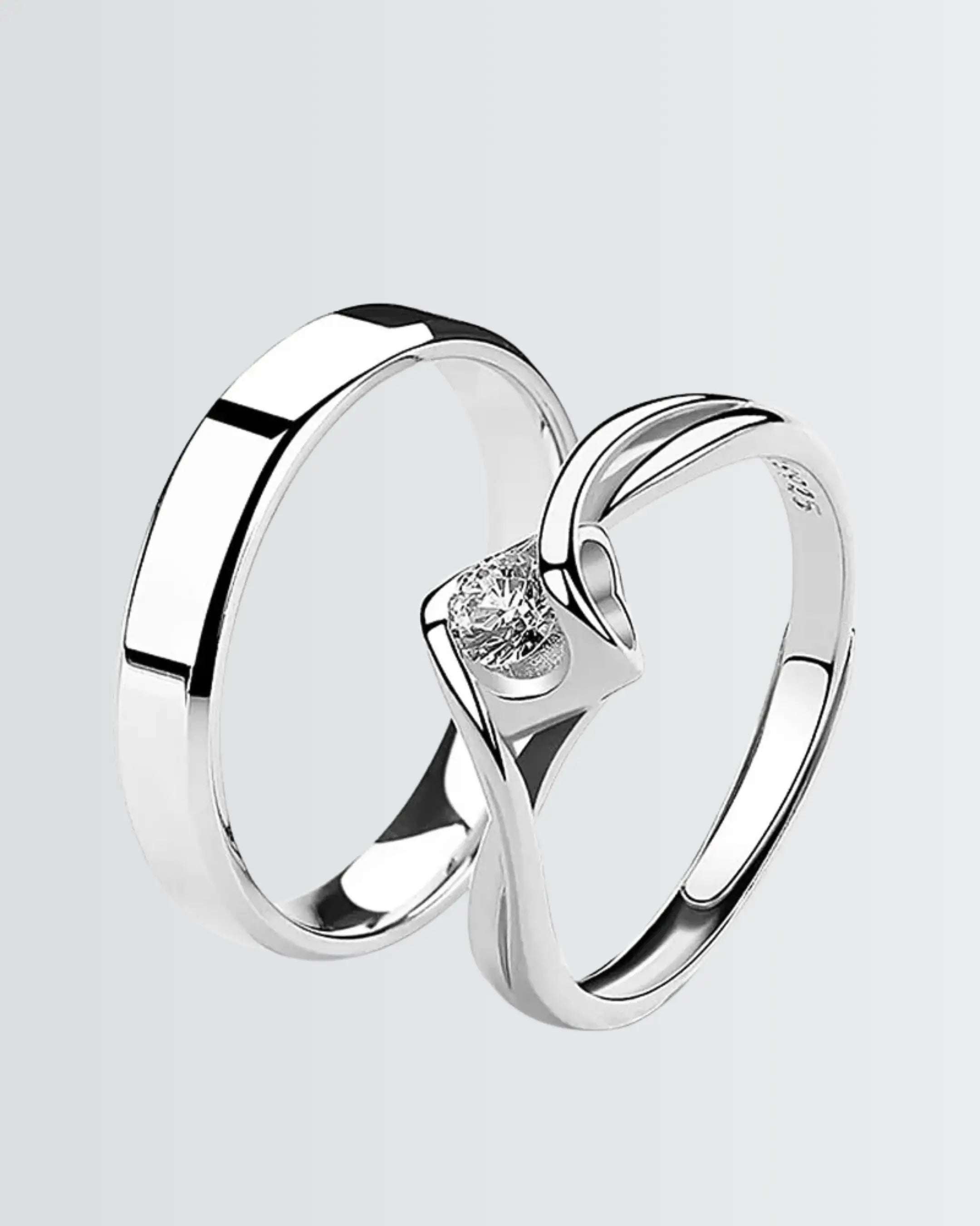 Simple Promise Solitaire Love Band -  Silver Ring by BLINGLANE