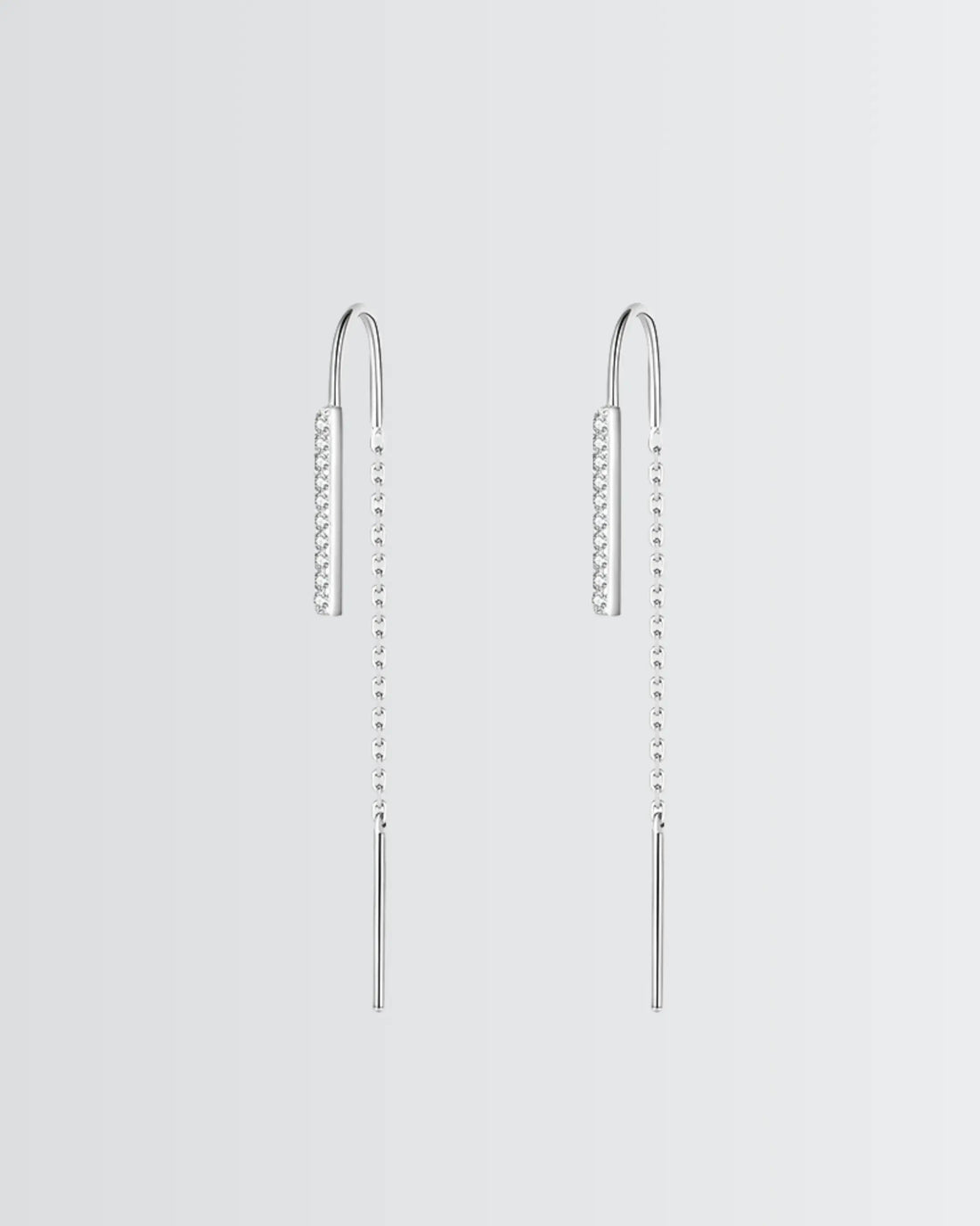 Sleek Bar Threader Earrings -  Silver Earrings by BLINGLANE