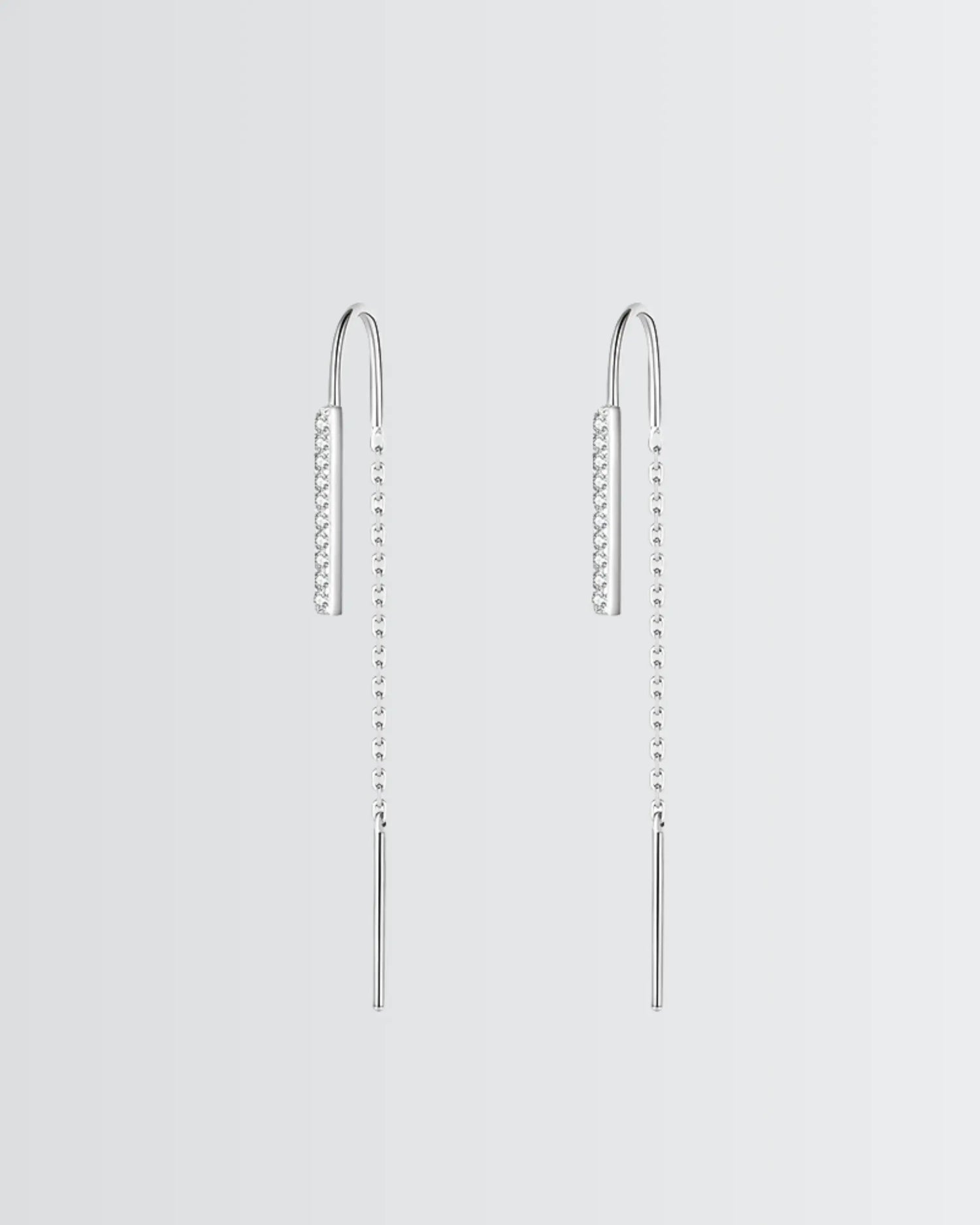 Sleek Bar Threader Earrings -  Silver Earrings by BLINGLANE