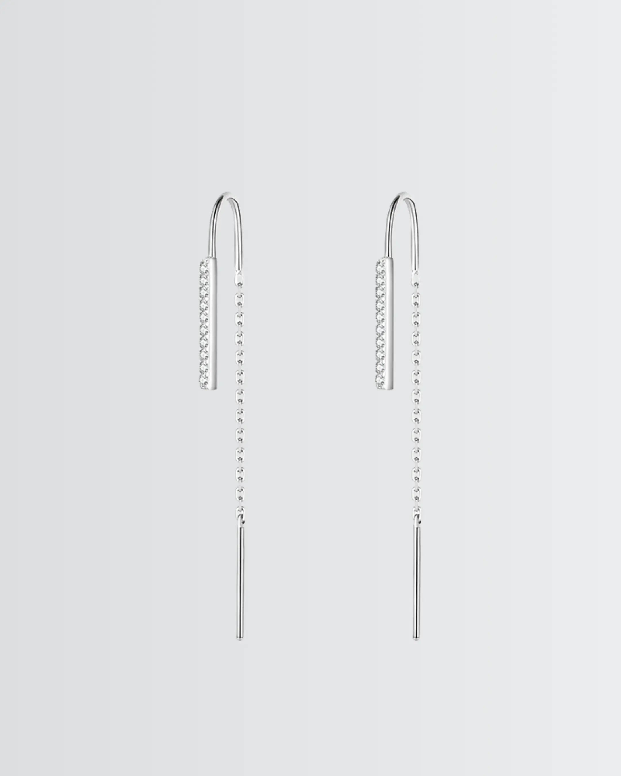 Sleek Bar Threader Earrings -  Silver Earrings by BLINGLANE