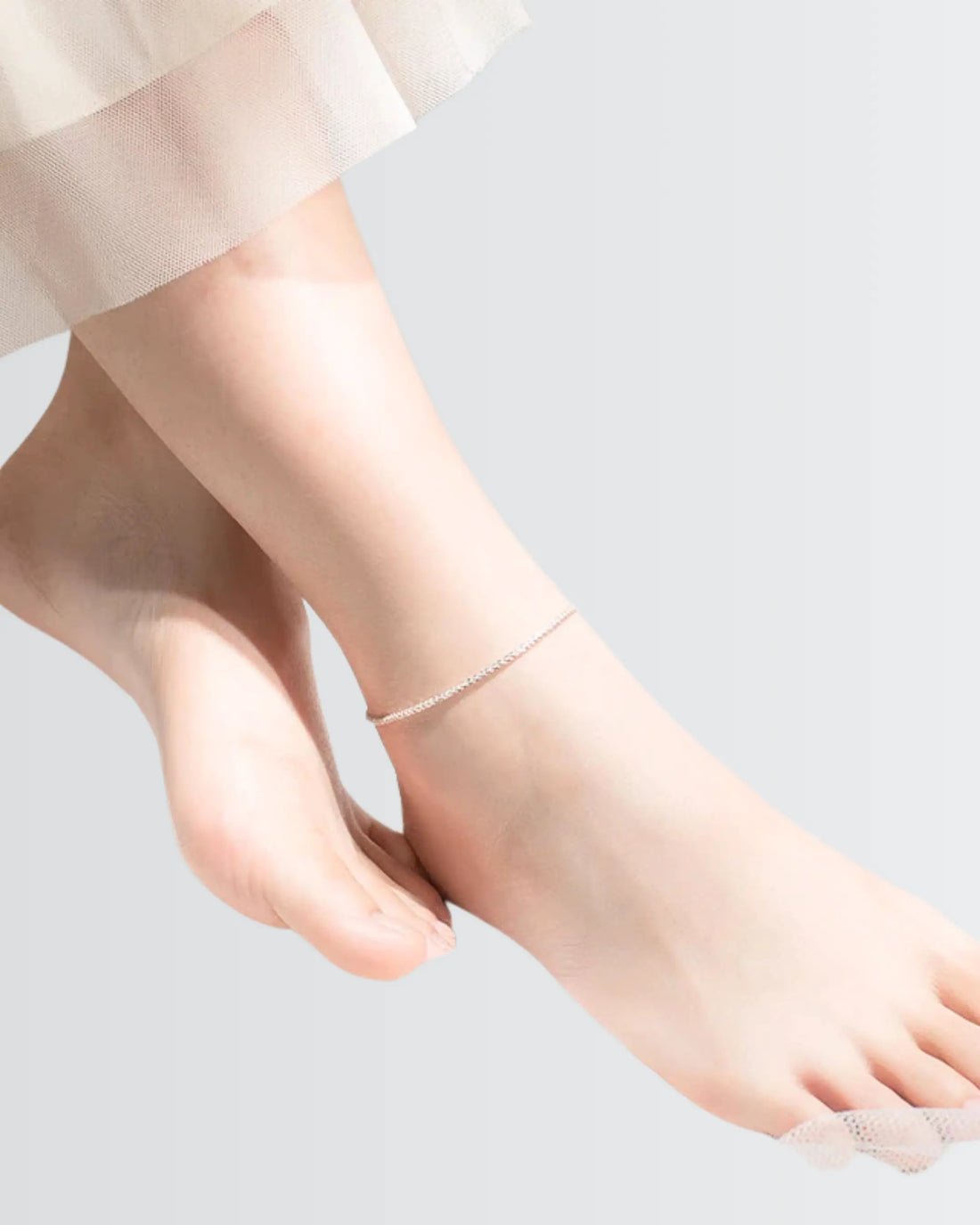 Sleek Strand Minimal Anklet -  Silver Anklet by BLINGLANE