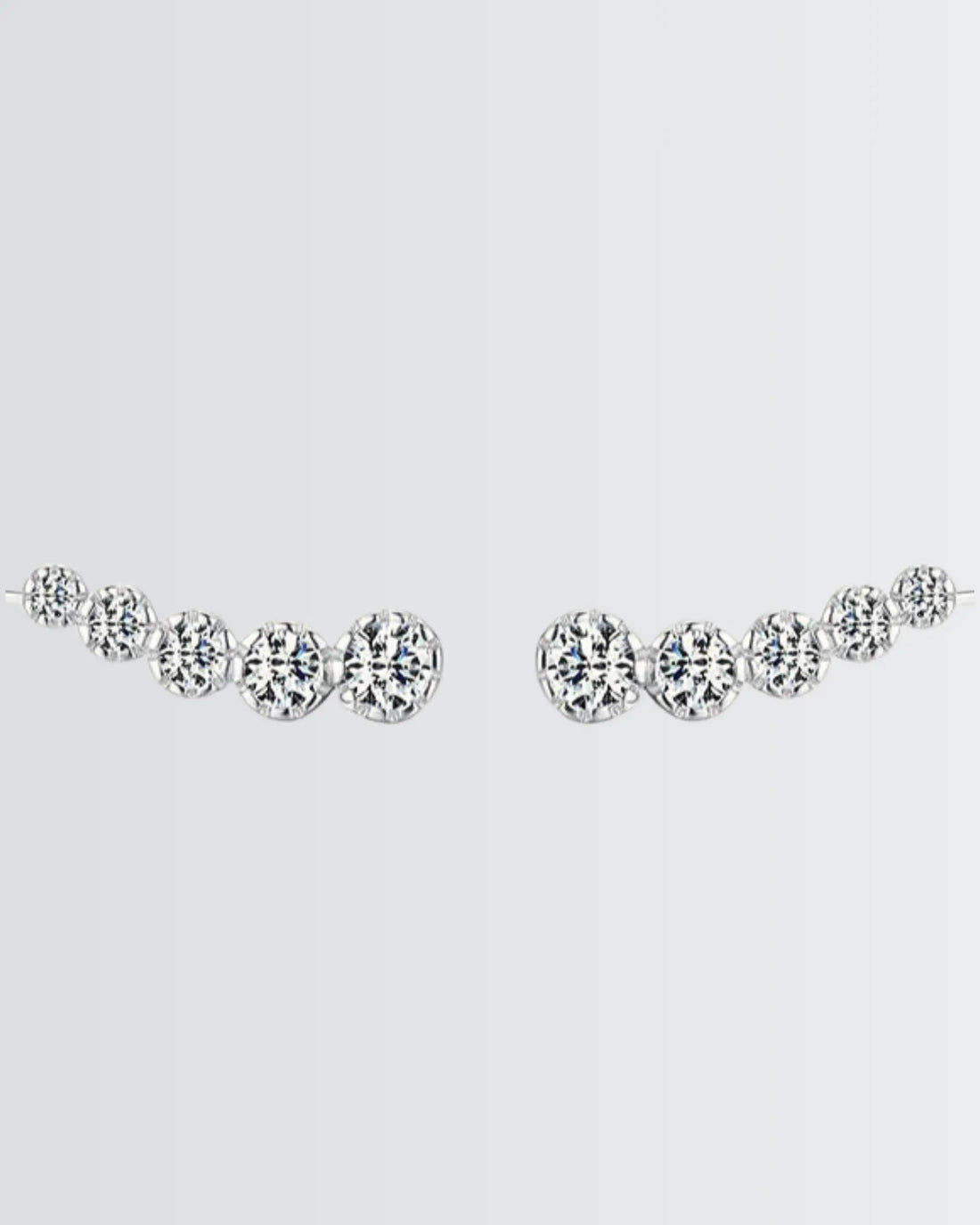 Solitaire Sweep Ear Climbers -  Silver Earrings by BLINGLANE