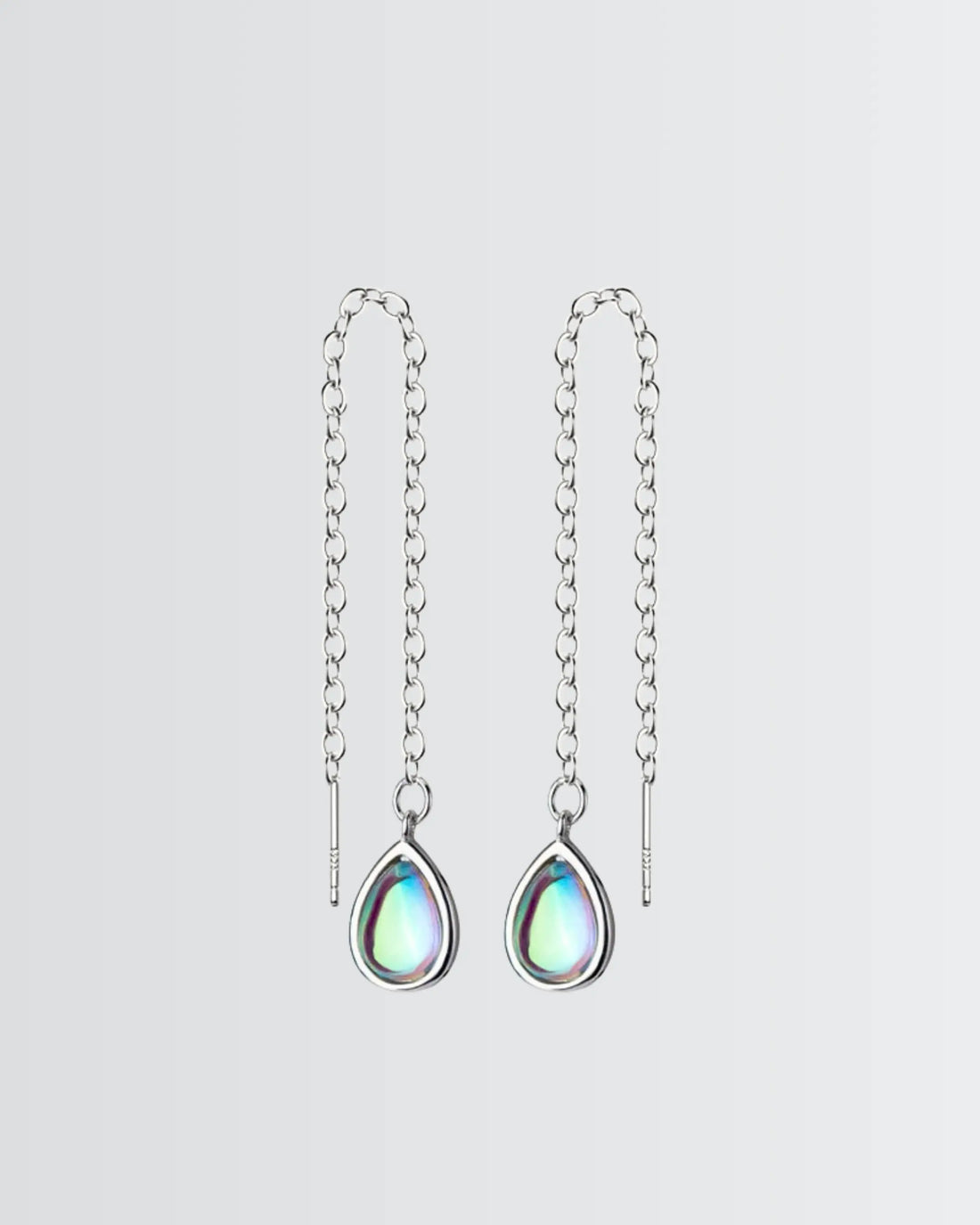 Teardrop Threader Earrings - Silver Earrings by BLINGLANE